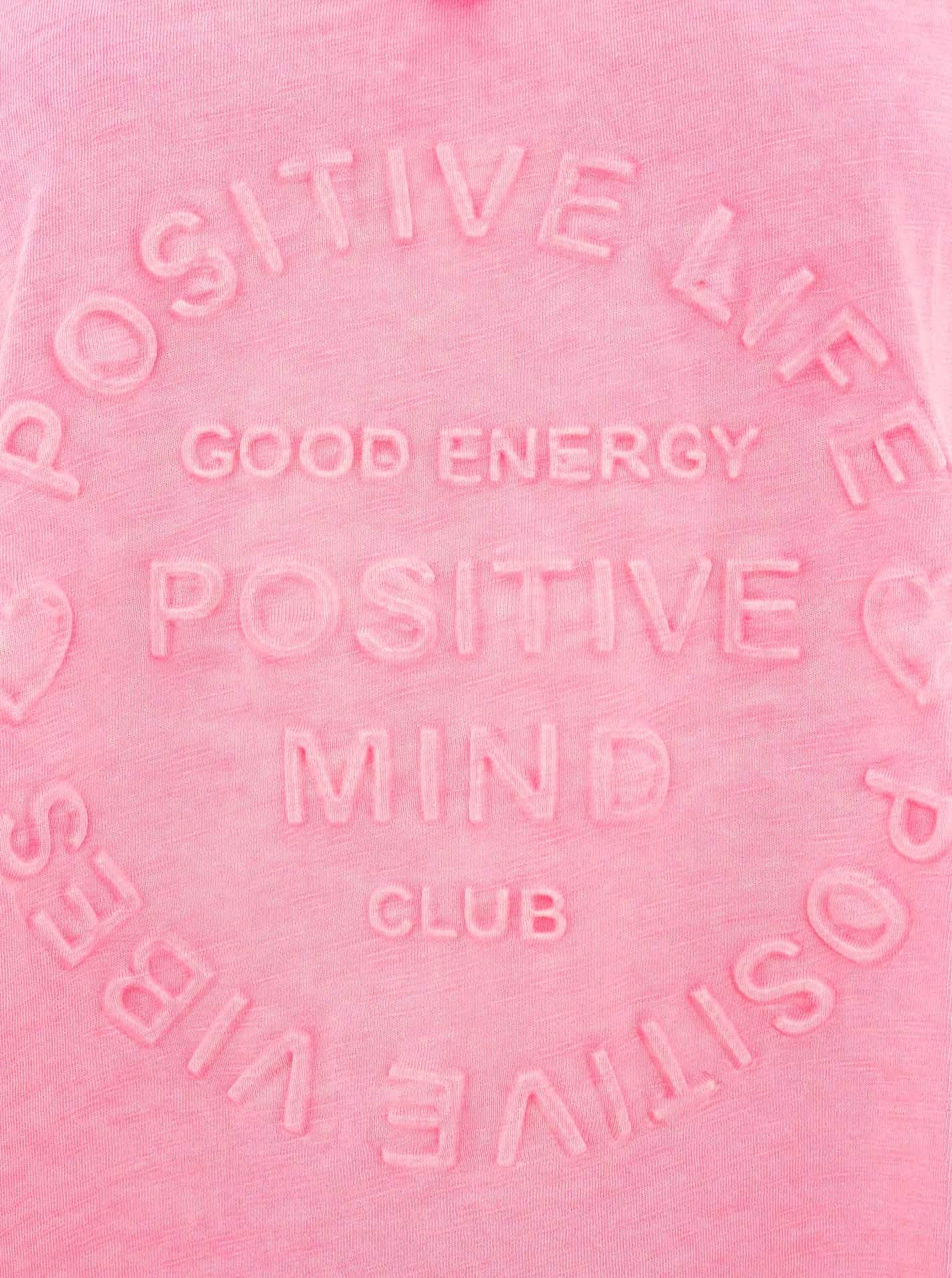 Zwillingsherz Kurzarmshirt "Positive Mind Neonkante" ausgefranste Kanten, V-Ausschnitt mit Neonkante, kurzarm, Stempeldruck – Bild 5 von 5