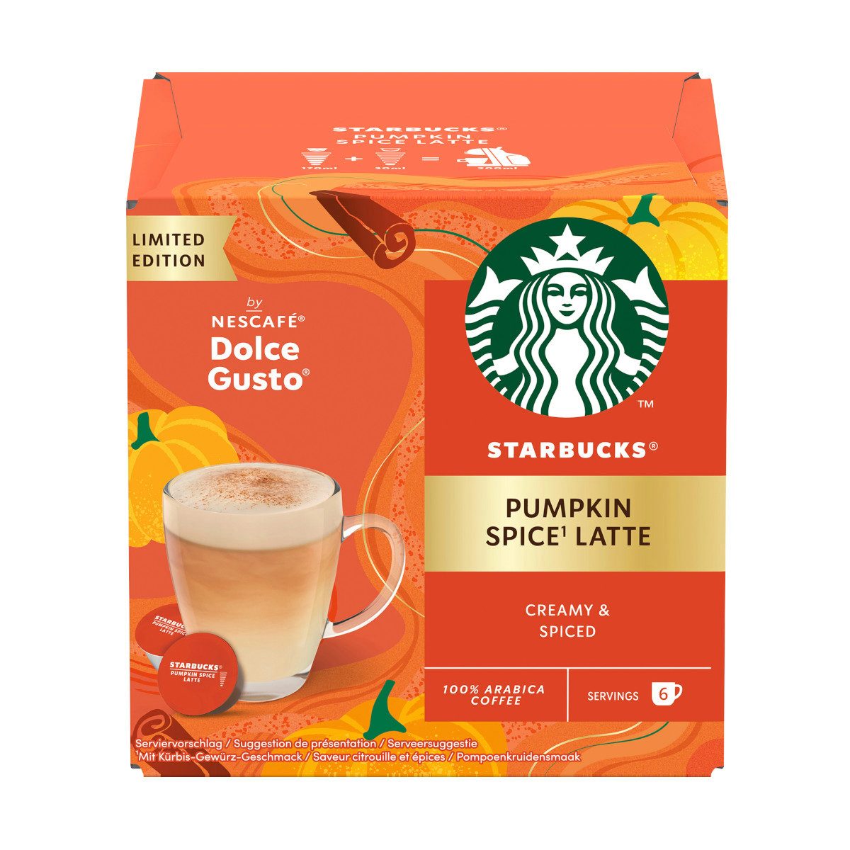 Starbucks Kaffee, Starbucks Pumkin Spice Latte by Nescafe Dolce Gusto 6+6 Kapseln 129g
