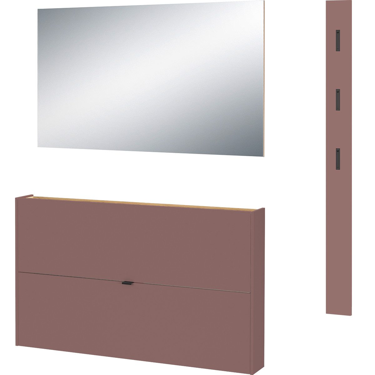 GERMANIA Garderoben-Set Ameca, (3-St), Garderoben-Set aus Schuhschrank, Spiegel und Garderobenpaneel