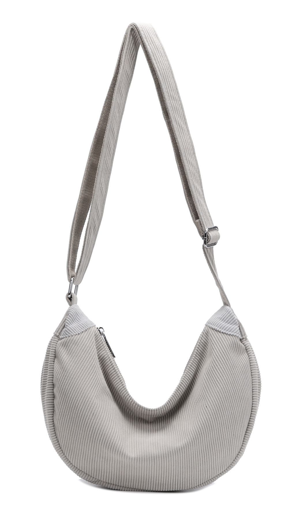 ITALYSHOP24 Schultertasche Damen Halbmond Tasche aus Cord Body Bag Umhängetasche CrossOver Urlaub, Crossbody Runde Cordtasche MOON Brust Slingtasche Freizeit Unisex Bag