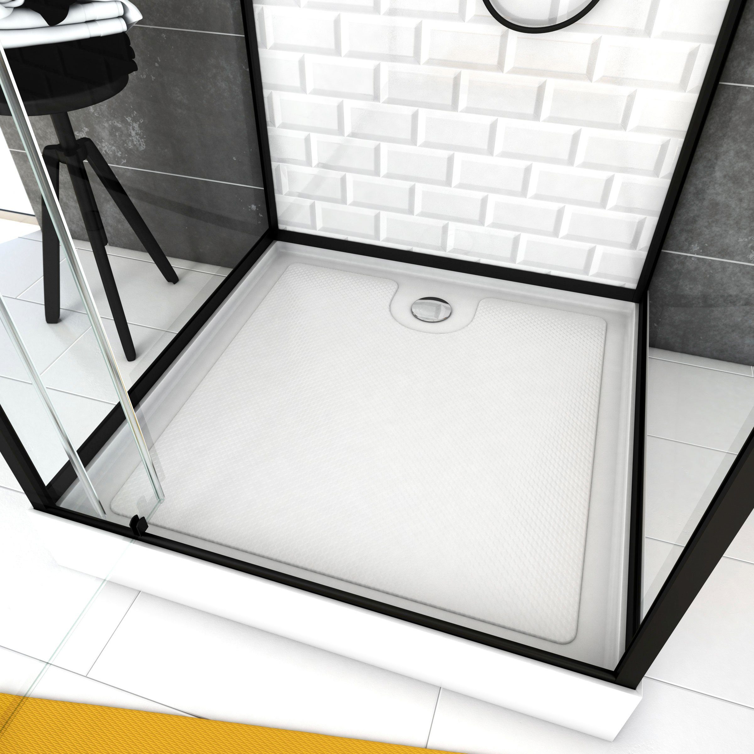 Marwell Komplettdusche White Stone, BxT: 80x80 cm, Einscheibensicherheitsglas, inkl. Armaturen