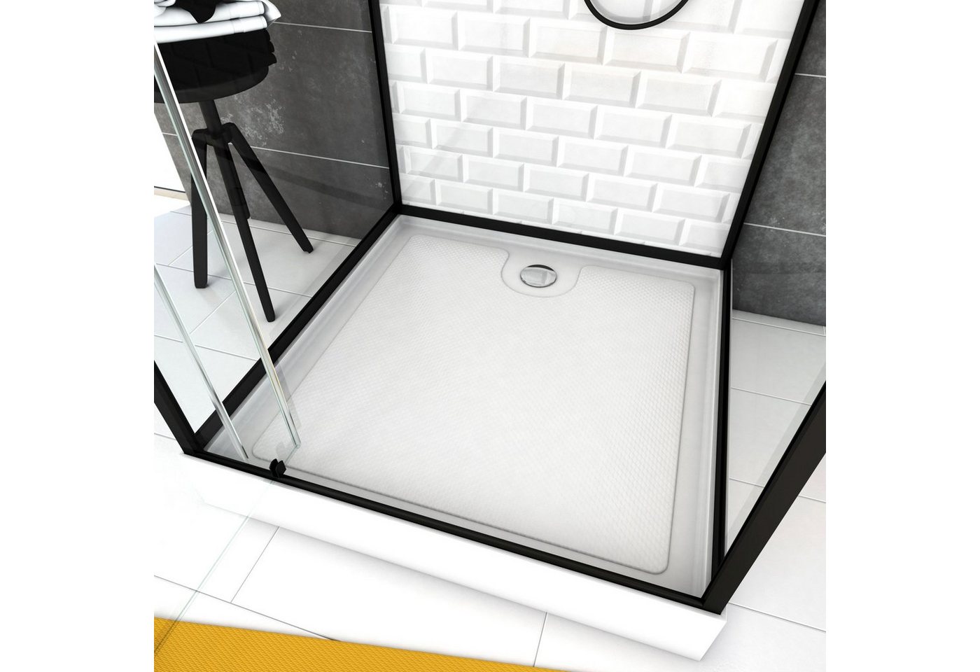 Thumbnail - Marwell Komplettdusche White Stone, BxT: 80x80 cm, Einscheibensicherheitsglas, inkl. Armaturen