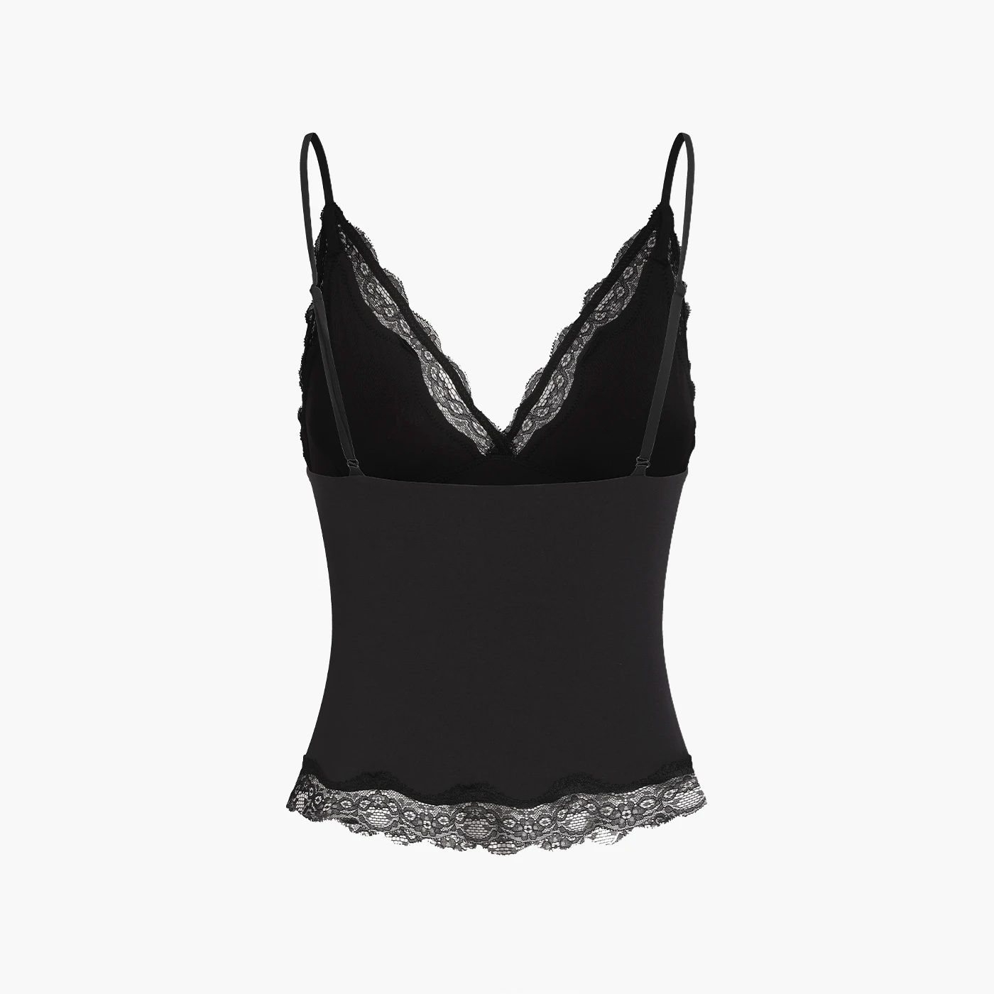 cfab (creamy fabrics) Nachthemd Deep Neck Lace Top-Schwarz-L (1-tlg) günstig online kaufen