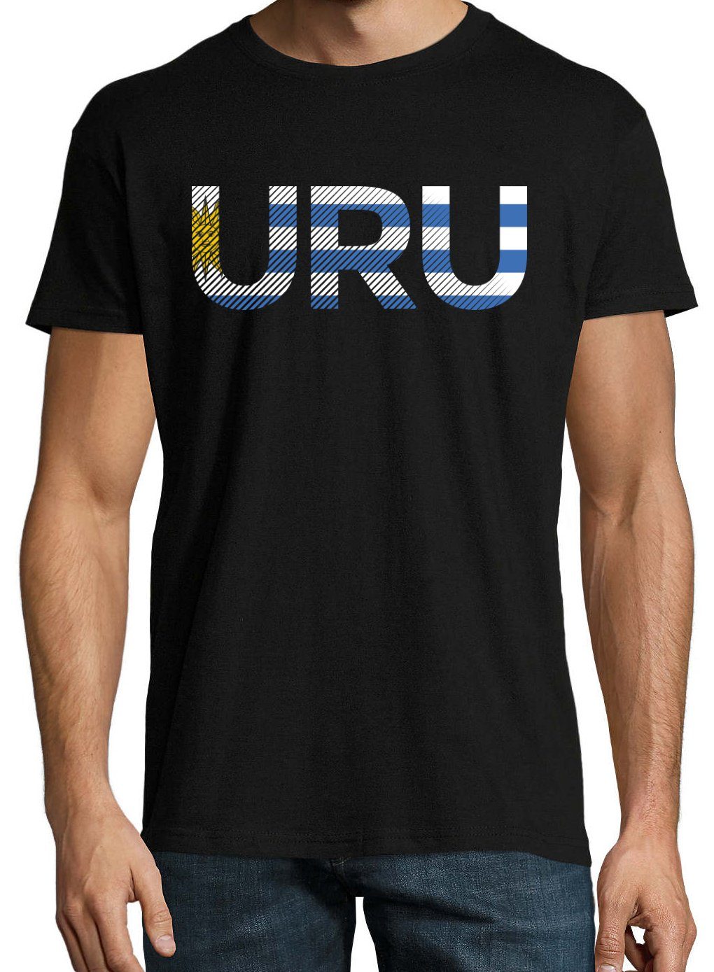 Youth Designz Uruguay mit Schwarz Frontprint im Fußball T-Shirt T-Shirt Look URU Herren