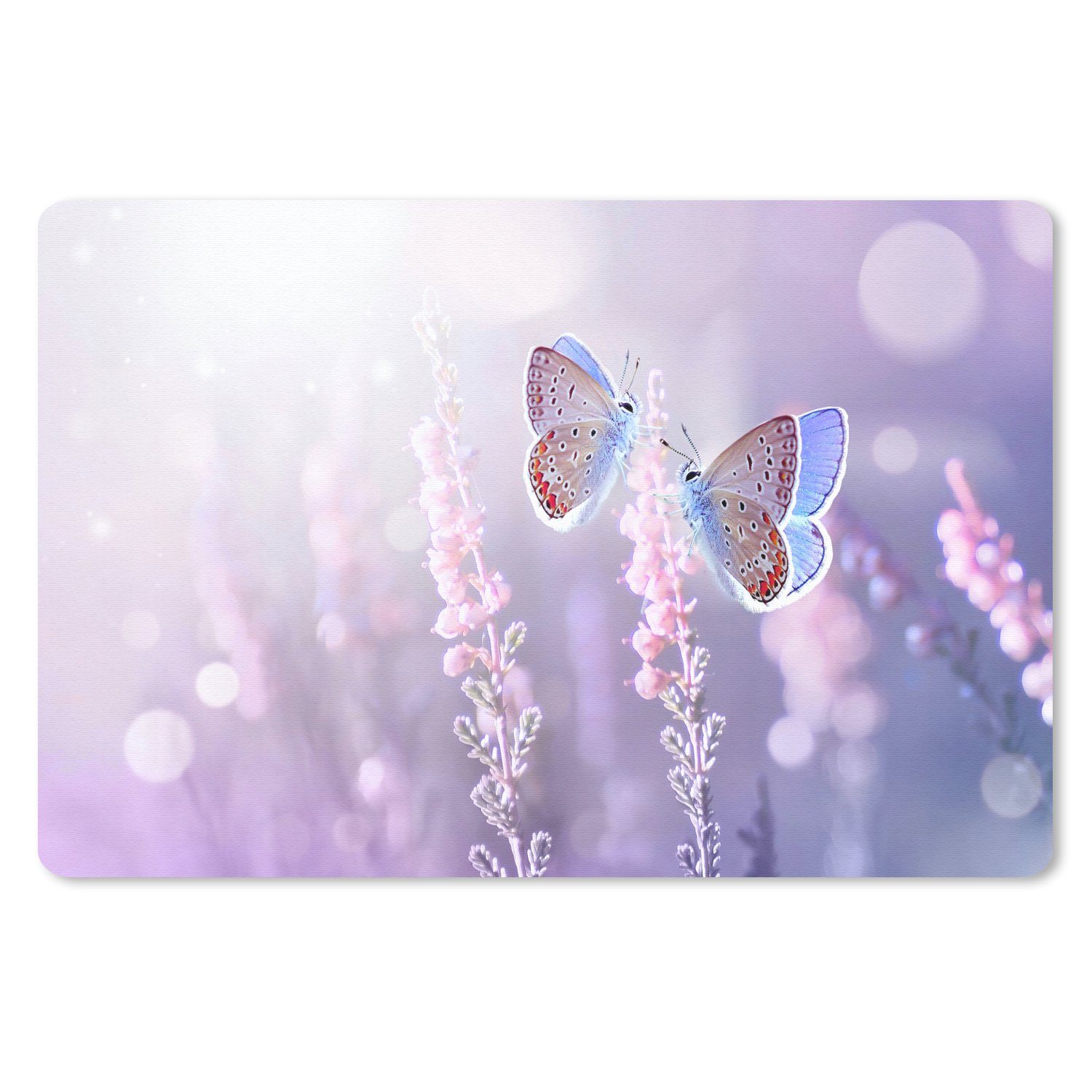 MuchoWow Mauspad Schmetterling - Lavendel - Blumen - Lila (1-St), Mouse pad Klein, Gaming Deko, PC Zubehör, 27x18 cm