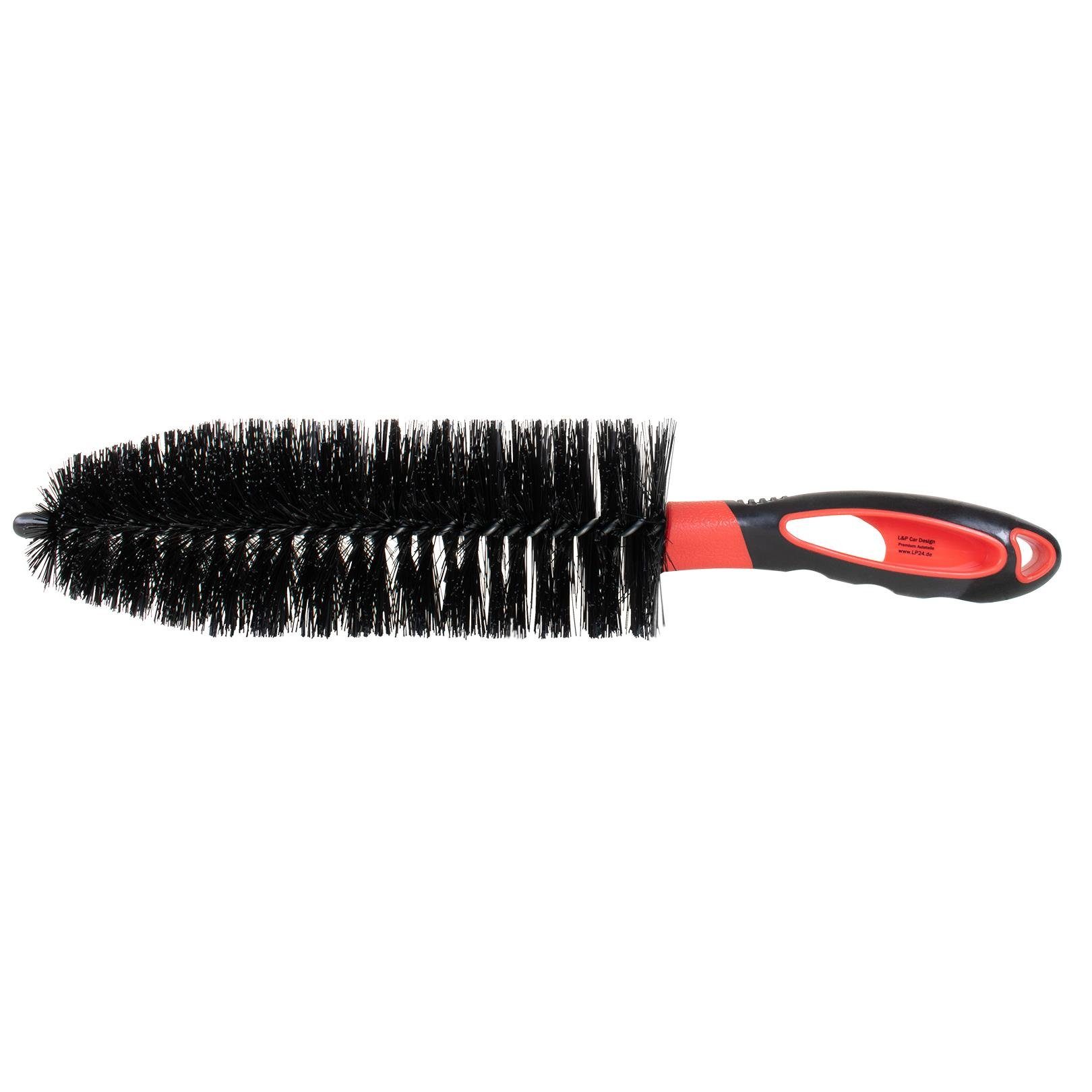 Felgenbürste Premium 360 mm Schwarz Rot Reinigungsbürste Auto Motorrad