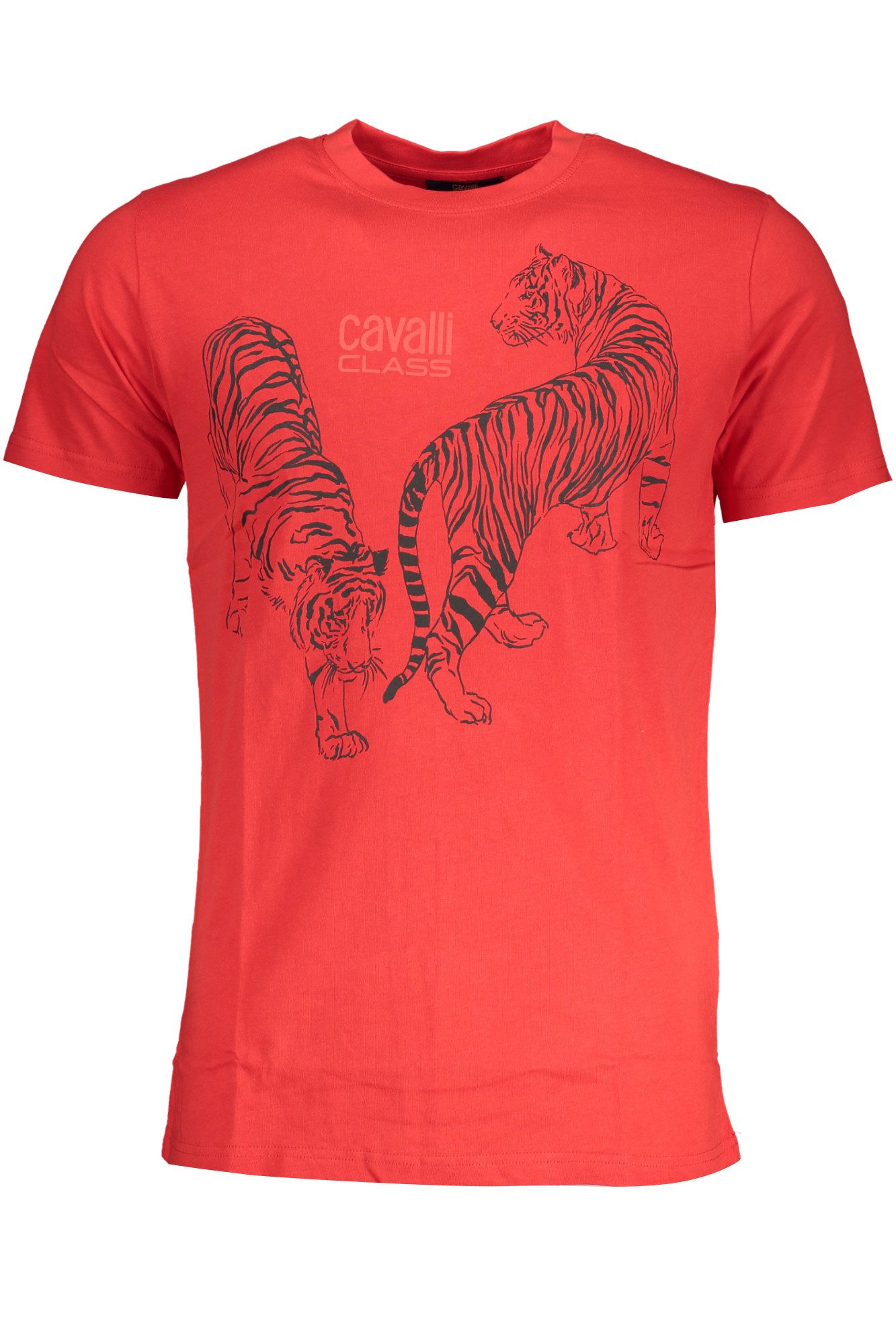 Cavalli Class T-Shirt Rotes Kurzarm Herren T-Shirt mit Print und Rundhals