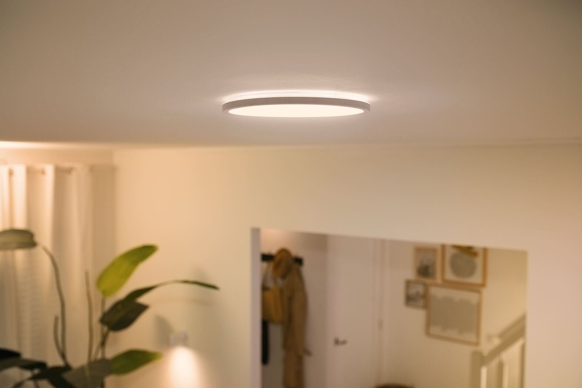WiZ Deckenleuchte Super Slim, - integriert, warm- einstellbares ein Wohnräumen kaltweiß, kaltweißes LED warmweiß in oder erzeugt fest Licht