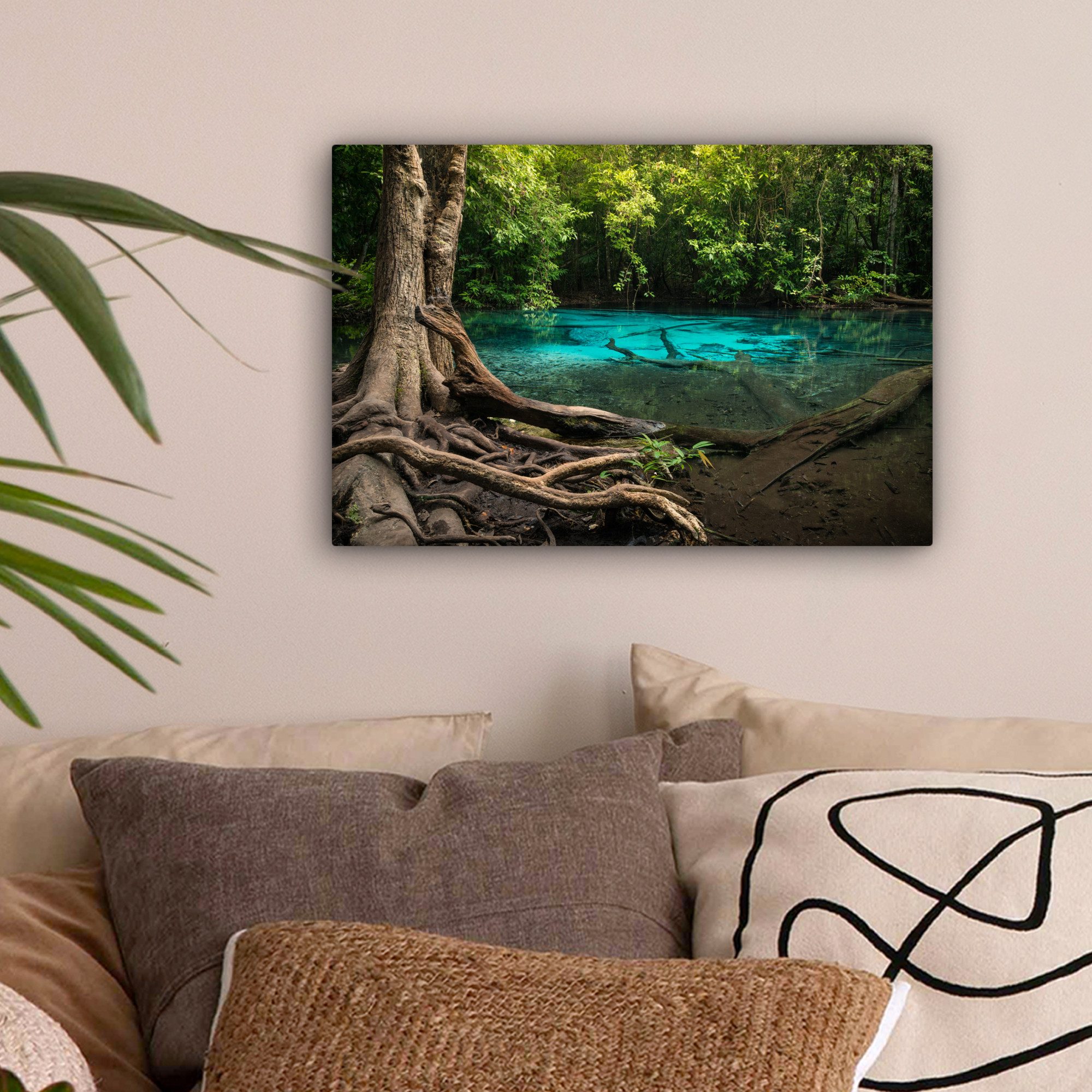 OneMillionCanvasses® Leinwandbild Leuchtend blauer Bach inmitten günstig online kaufen