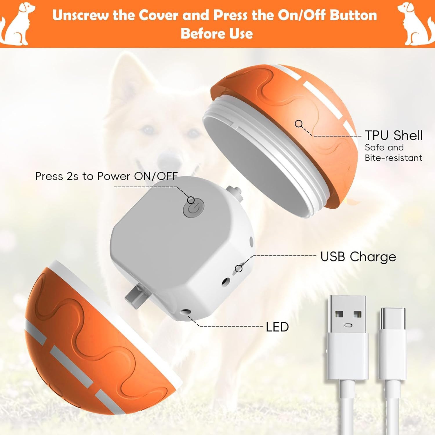 ANYSUN Tier-Intelligenzspielzeug Hundespielzeug bewegender Ball, Moving & j günstig online kaufen