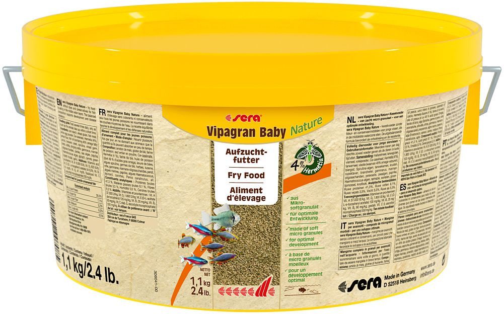Aquariendeko sera vipagran baby Nature, Hauptfutter für kleine Fische, 1,1 Kg
