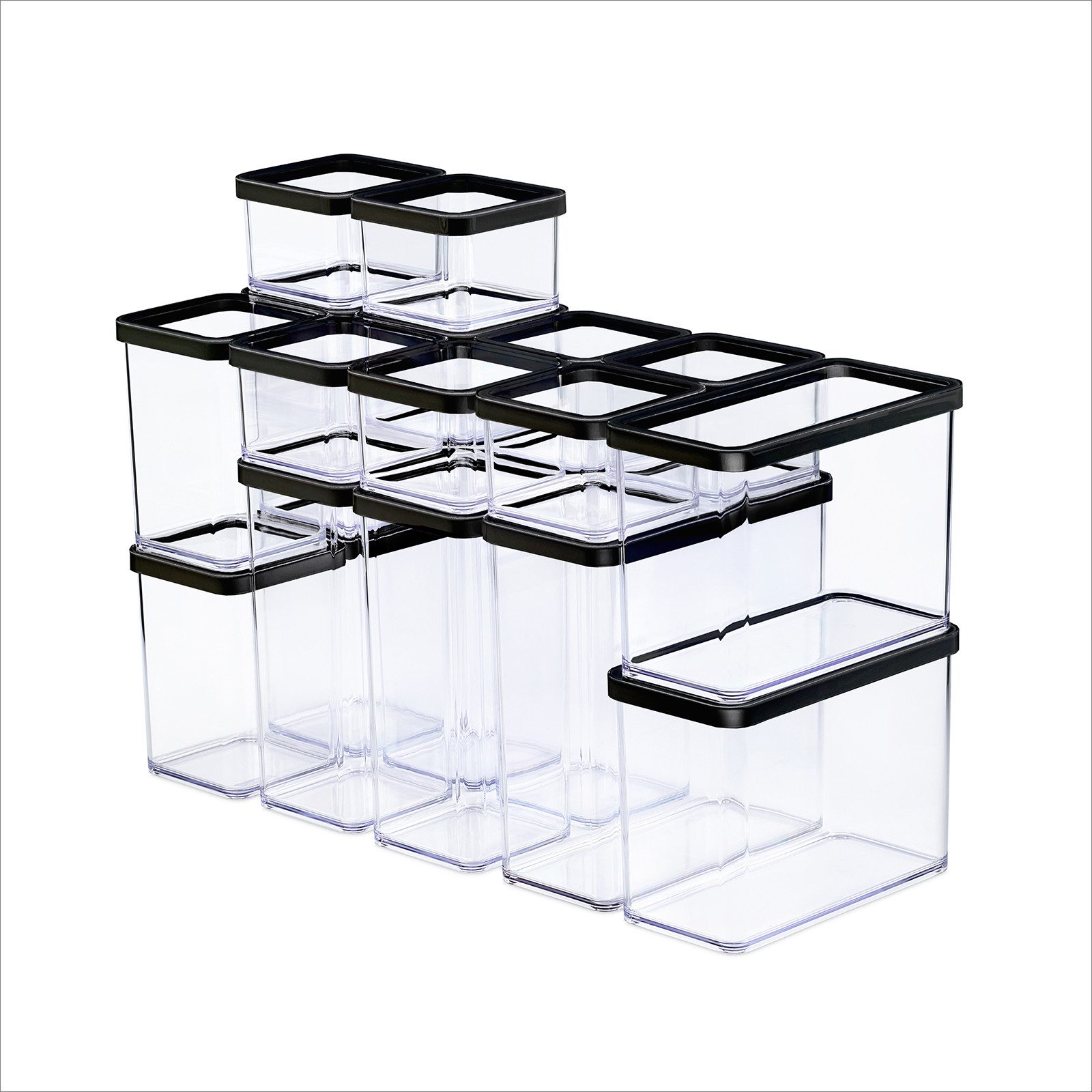 ROTHO Vorratsdose LOFT 19-tlg. luftdichte Lebensmittel-Aufbewahrung für Küchenschubladen, Kunststoff (PP), Dichtung aus Silikon, (Frischhaltedosen-Set in verschiedenen Größen, 19-teiliges Set), Platzsparend stapelbar, Perfekt für Küchenschubladen