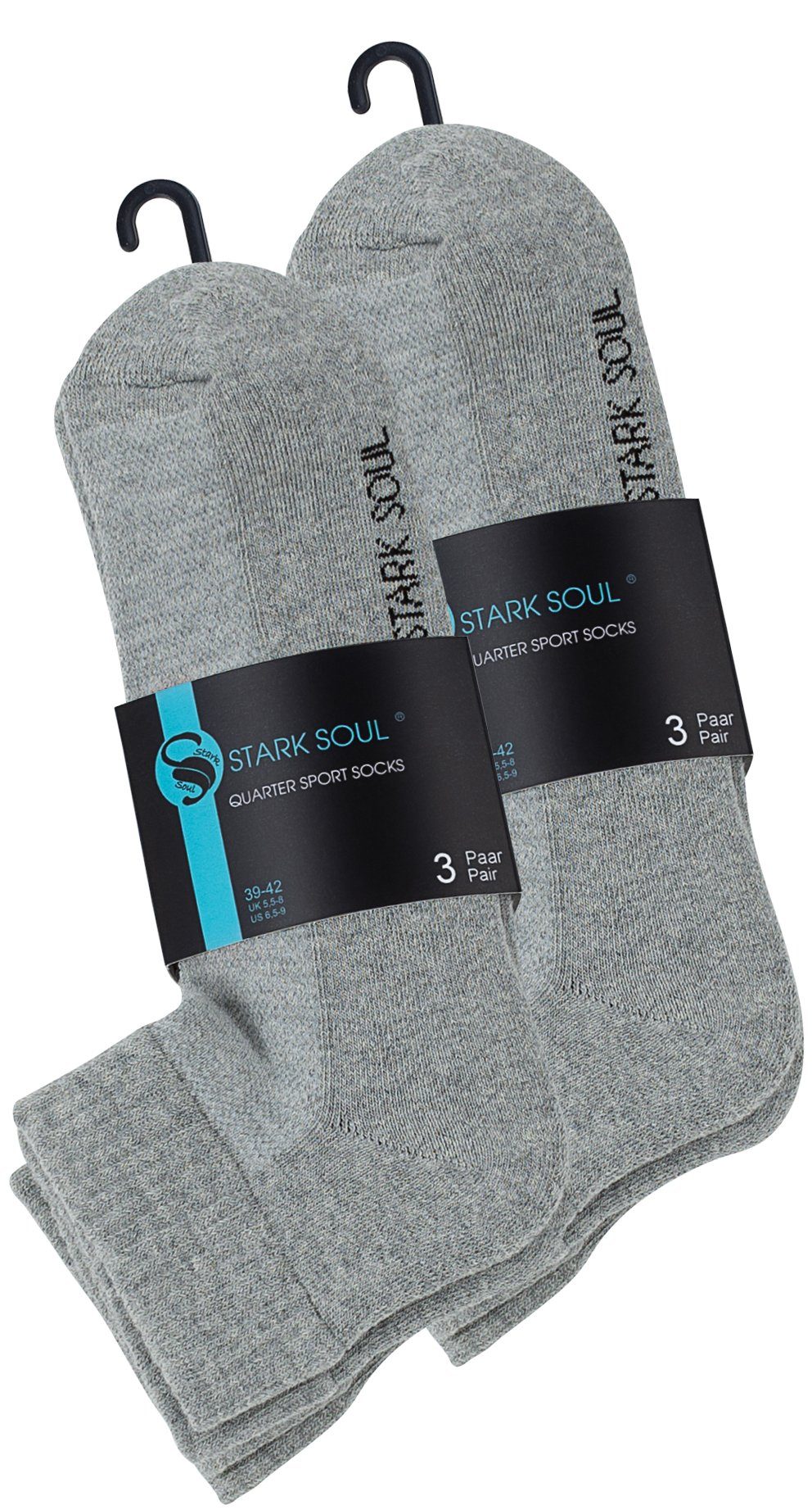 und mit Sportsocken 6 Soul® Mesh-Strick Socken-Sportsocken Paar Grau Frotteesole Stark Quarter