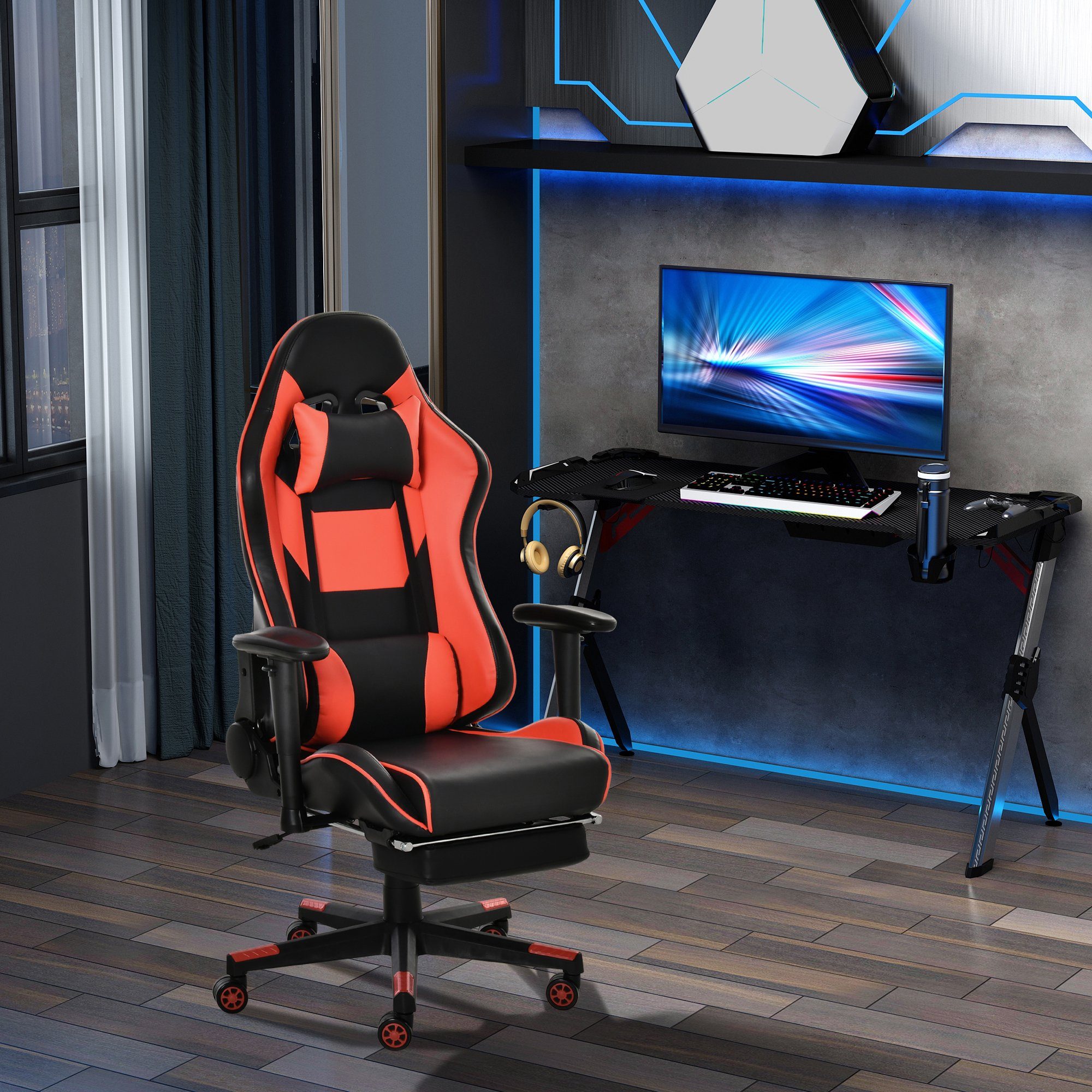 Schreibtischstuhl Vinsetto Gaming Stuhl mit Fußstütze