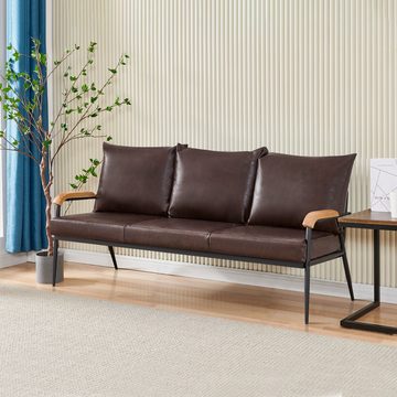 CLIPOP Sofa 3-Sitzer Sofa, Kunstleder Weiches Lounge Sofa