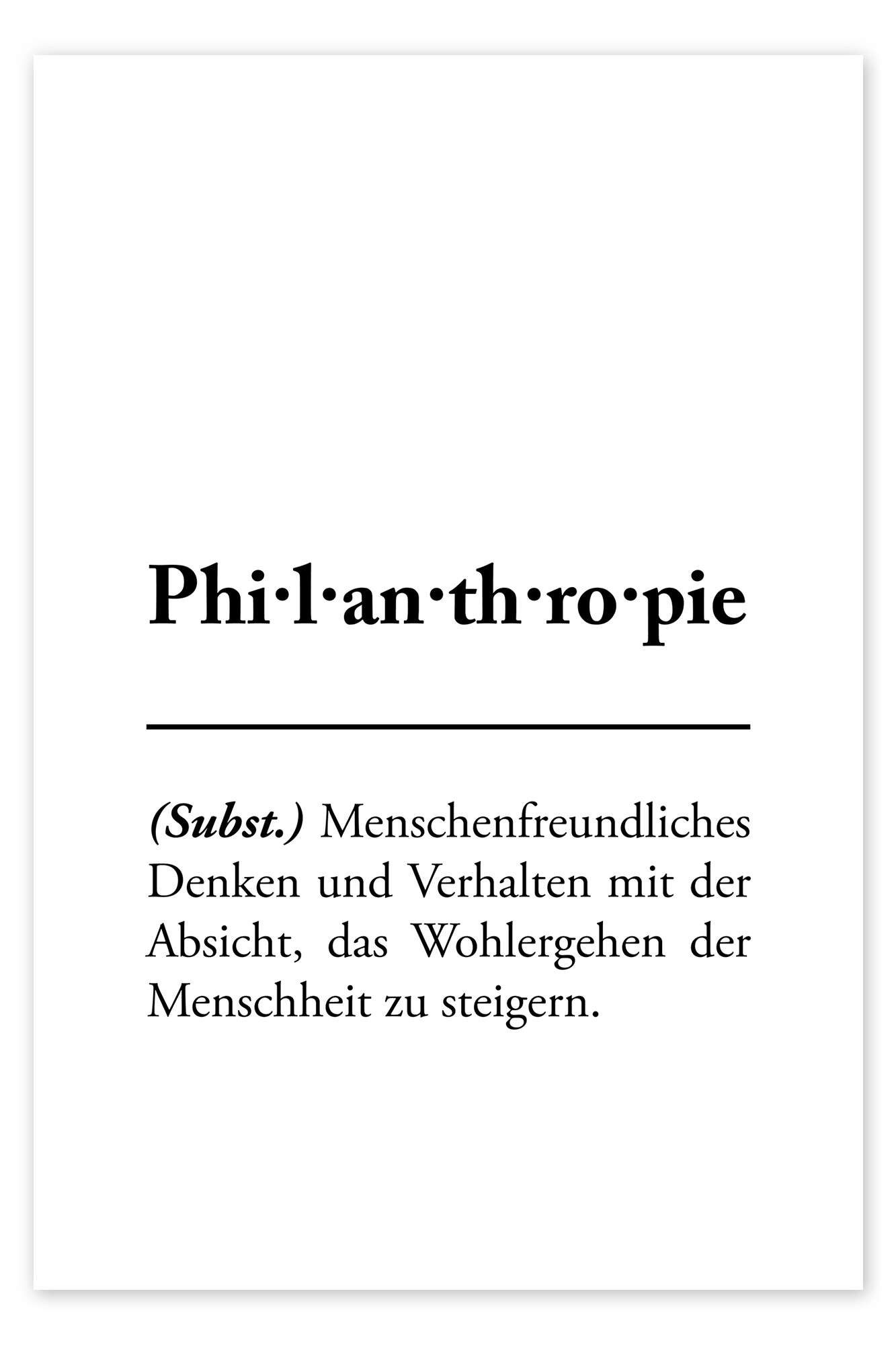 Posterlounge Wandbild Philanthropie - Definition, Typobox, erhältlich als Poster, Leinwandbild, Wandsticker oder Acrylglasbild