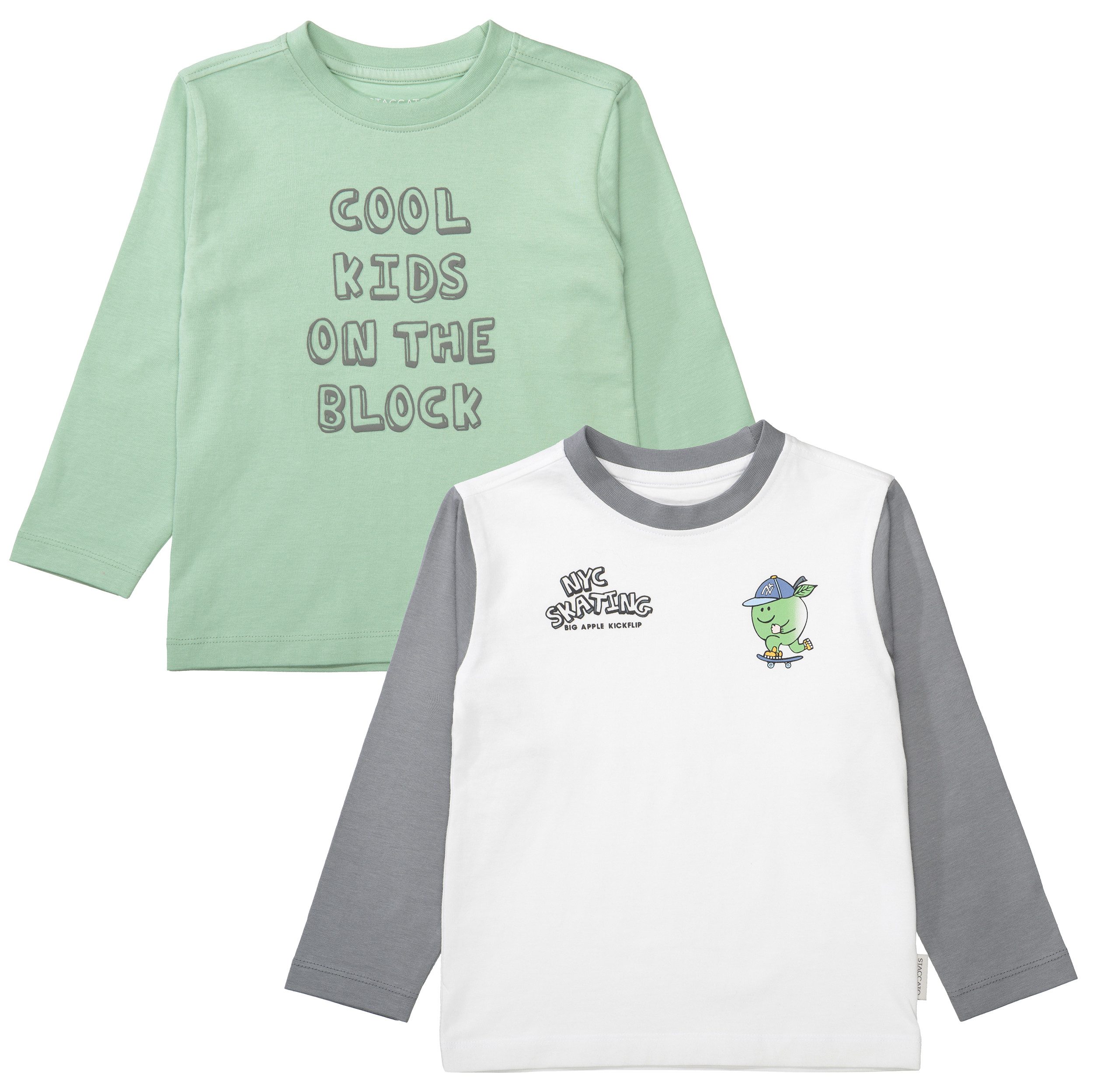 STACCATO Langarmshirt (2-tlg) 2er Pack, mit Letter-Prints und Colorblocking, für Boys
