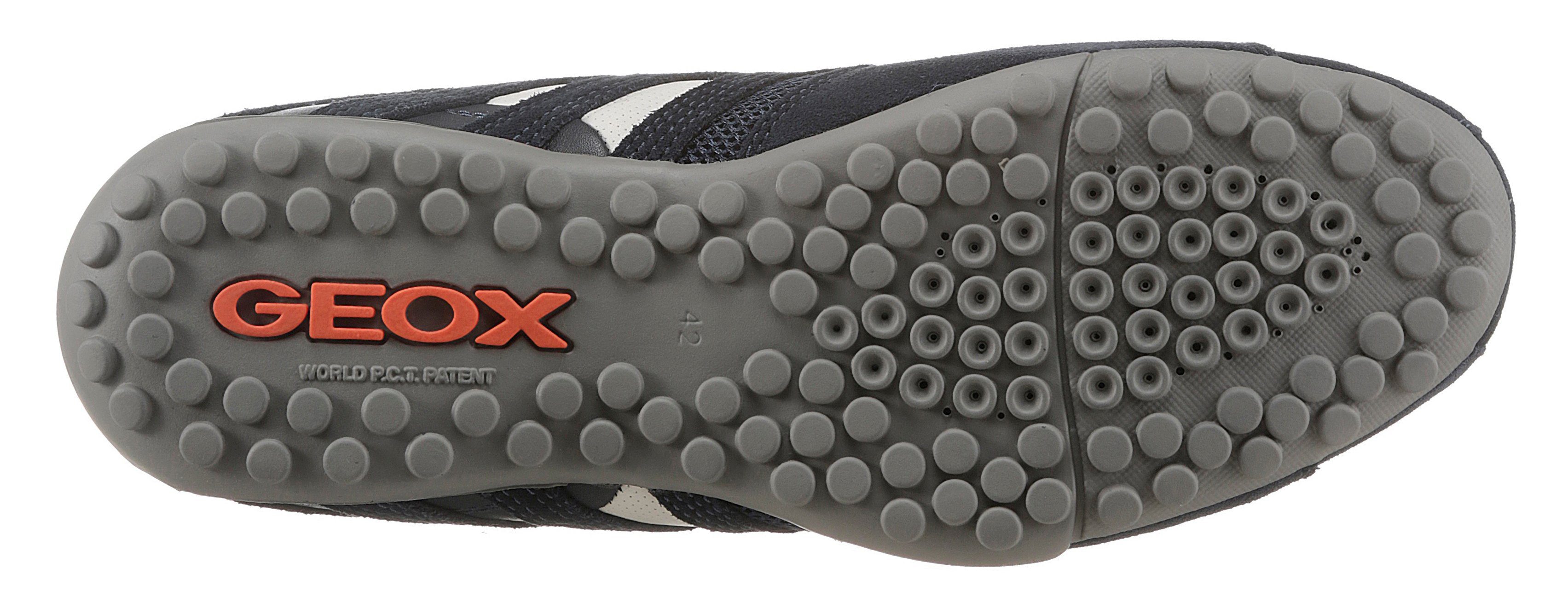 Geox UOMO SNAKE Slip-On dunkel-blau mit und modischen mit Membrane Geox Sneaker Ziernähten Spezial