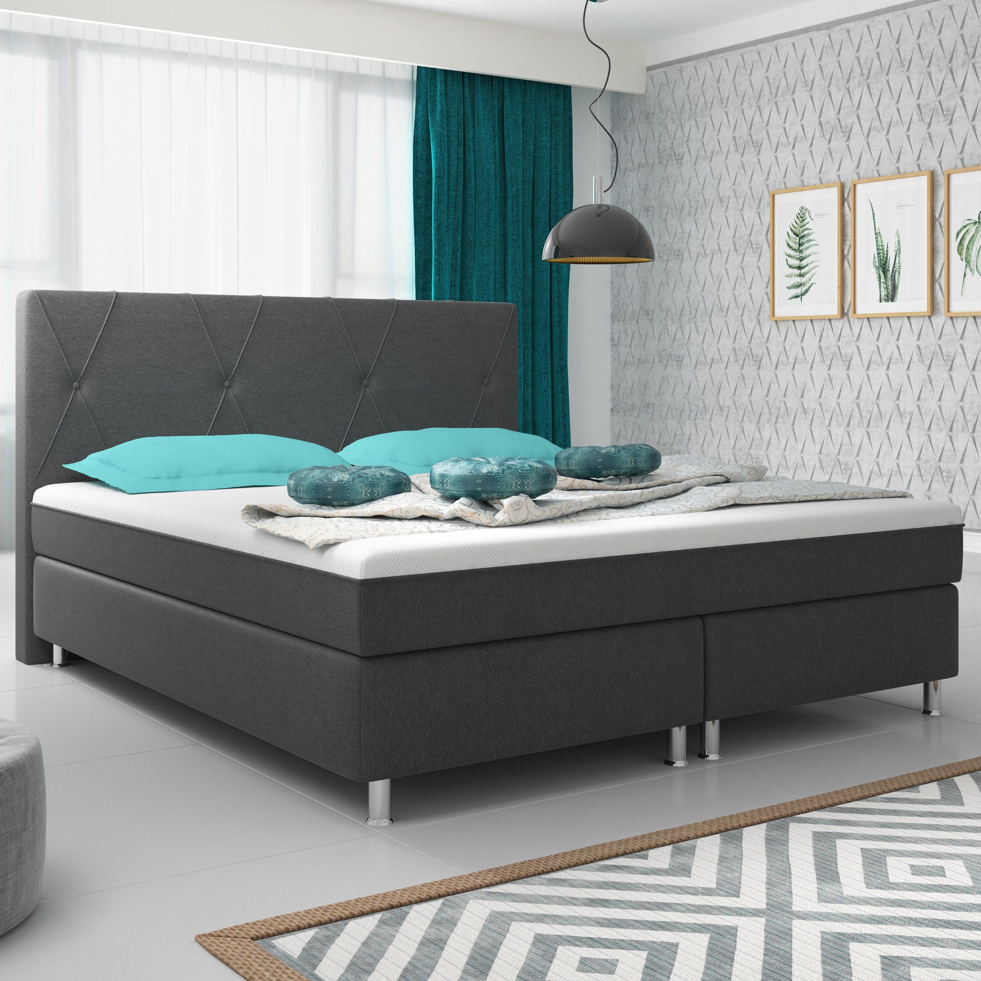 inter Boxspringbett BS Plus mit integriertem Topper 180x200 Webstoff (Kompl günstig online kaufen