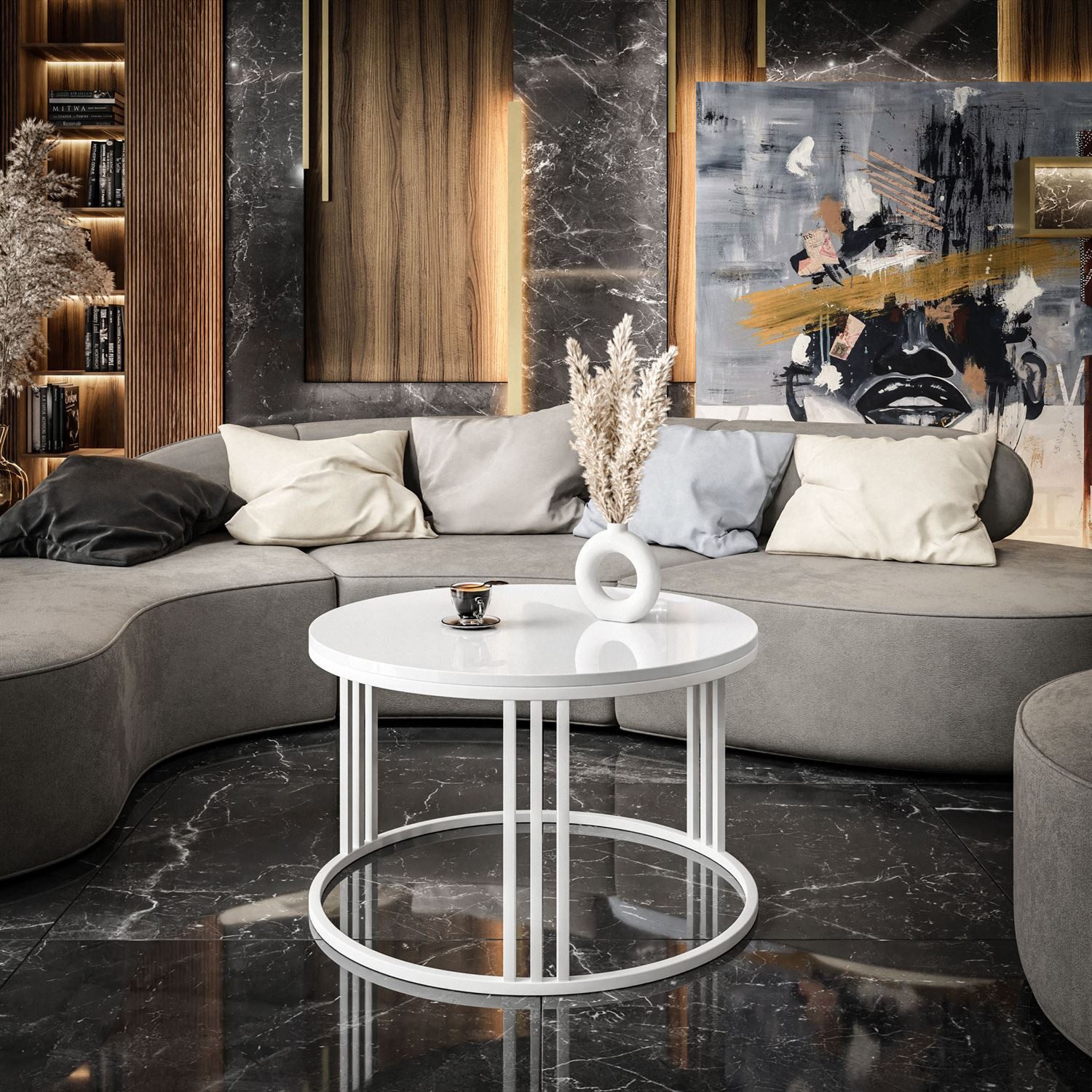 Lookway Couchtisch LORI mit Hochglanz Platte (1x Couchtisch), Durchmesser: günstig online kaufen