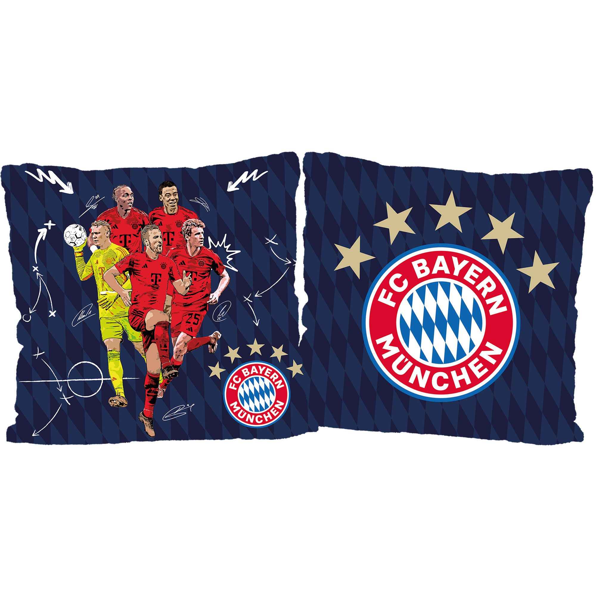 BERONAGE Декоративные подушки FC Bayern München Подушки Player 40x40 cm Kuschelkissen Sofakissen, passend zur Bettwäsche, ideal für Sofa, Couch, Bett, Auto, Camping