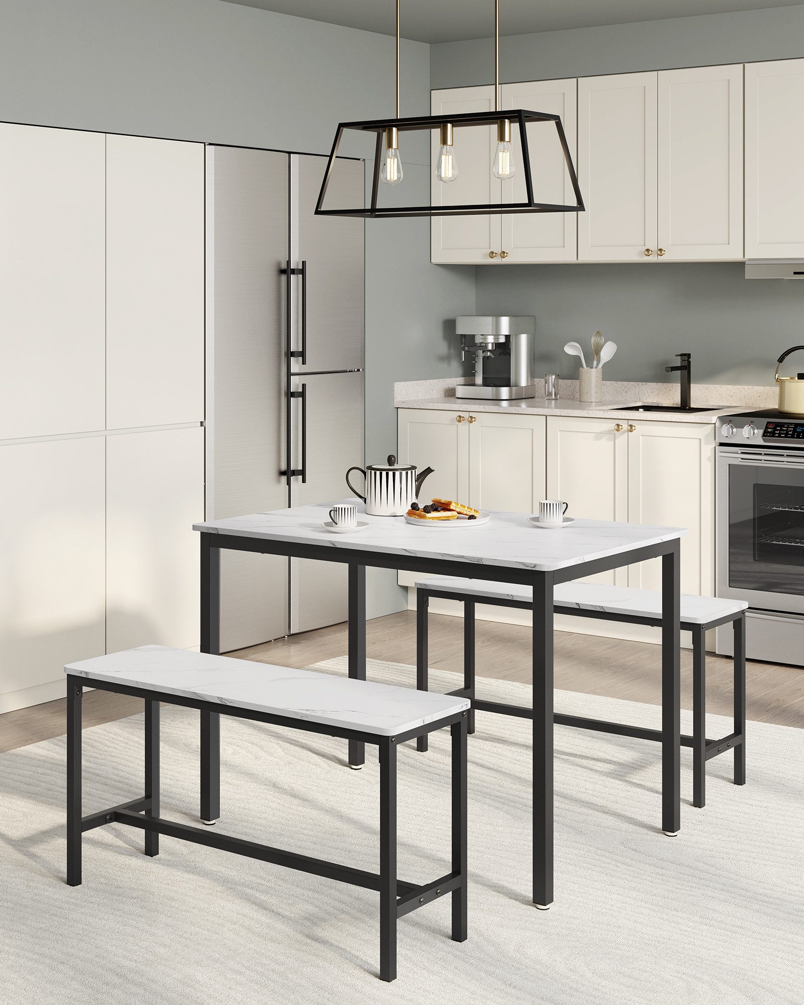 VASAGLE Essgruppe, (3er-Set, 3-tlg., Esstisch mit 2 Bänken), Küchentisch 70 günstig online kaufen