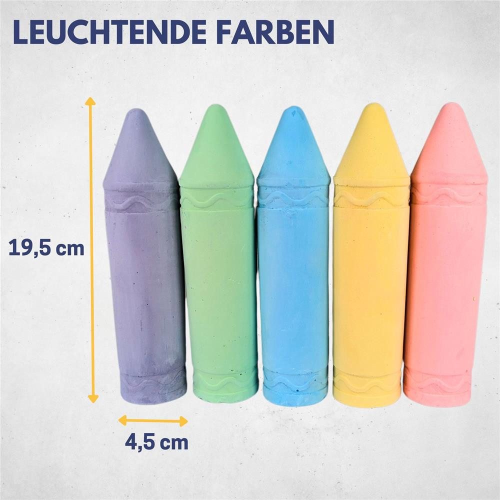 Best Sporting Malkreide Jumbo-Straßenmalkreide 5 Stück in leuchtenden Farben, Jumbo-Format, 5er-Set, wasserlöslich, leuchtende Farben, handlich
