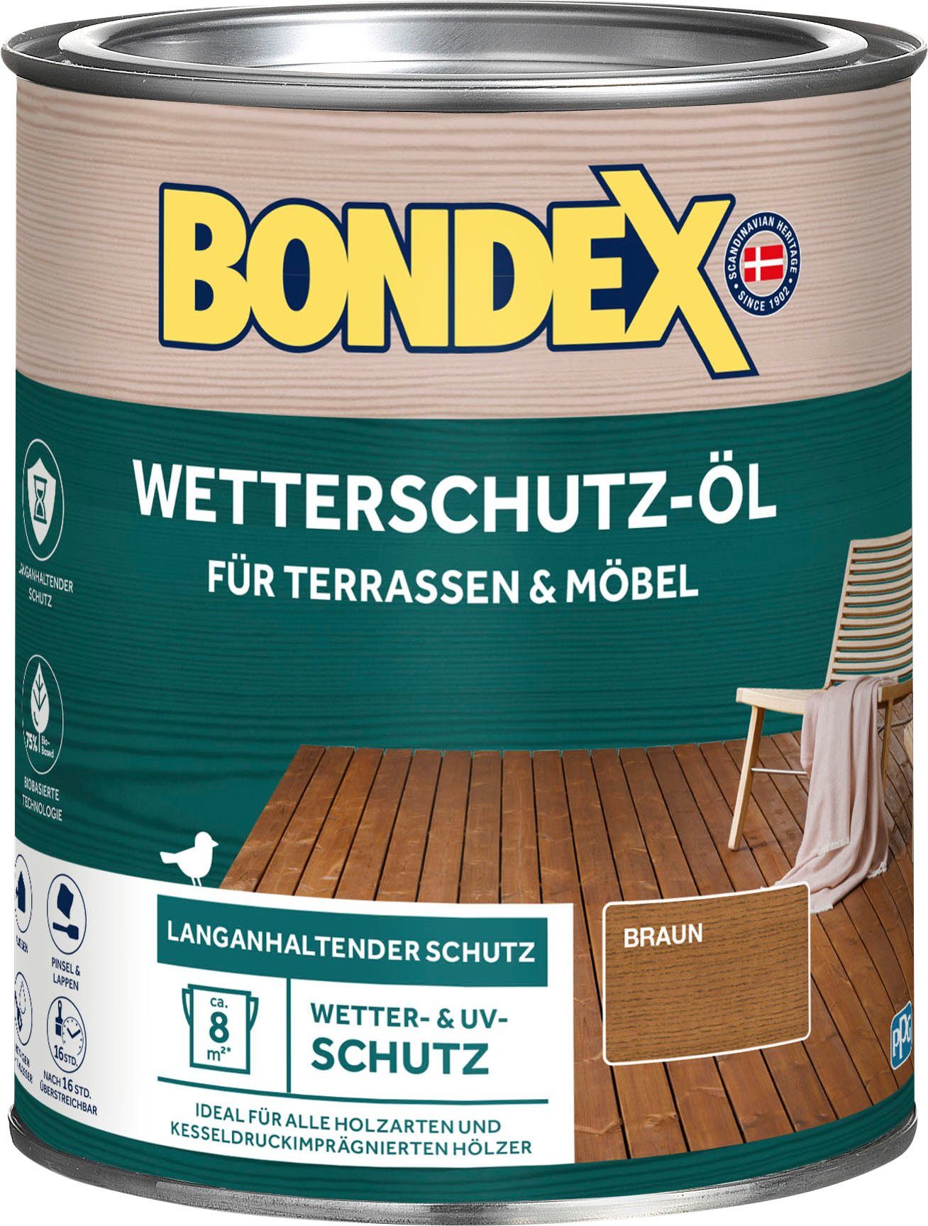 Bondex Holzöl Wetterschutz-Öl, Semi transparent Braun, braun