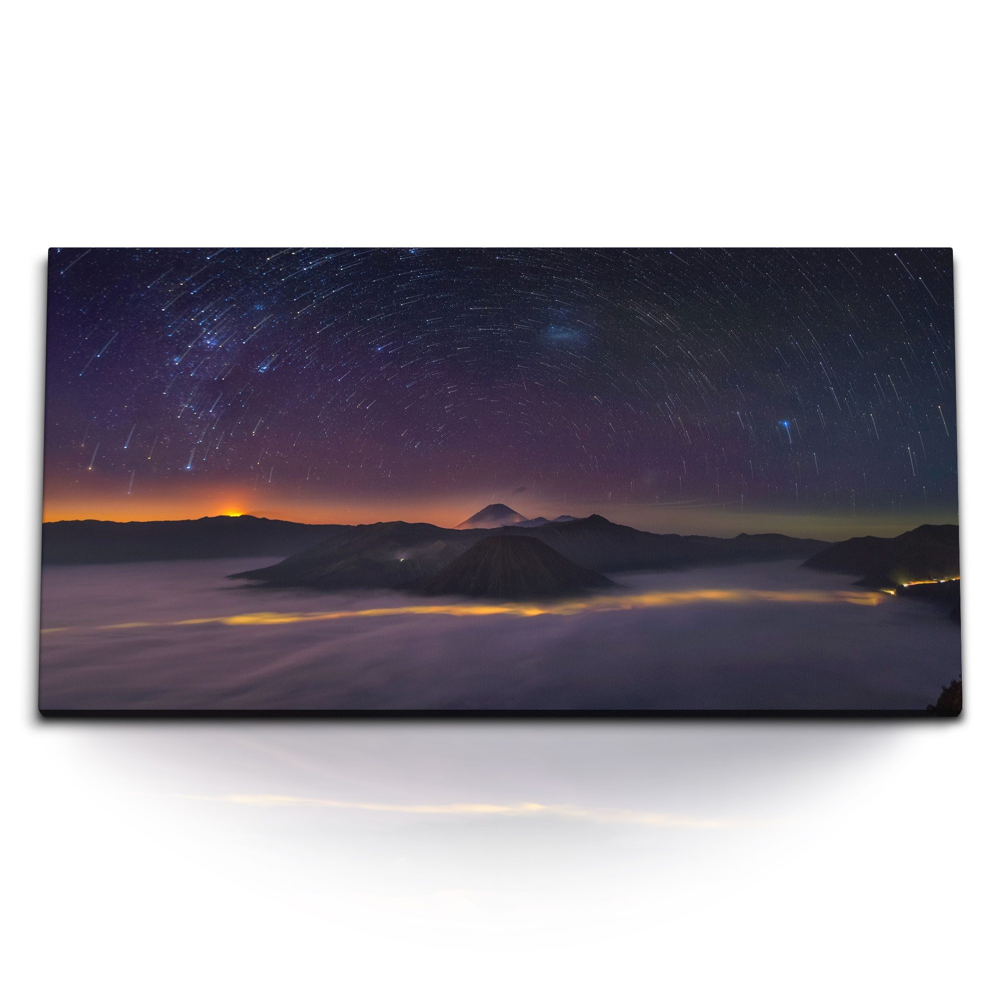 Leinwandbild Kunstdruck Bilder 120x60cm Sternenhimmel Nachthimmel Berge Astrofotogr