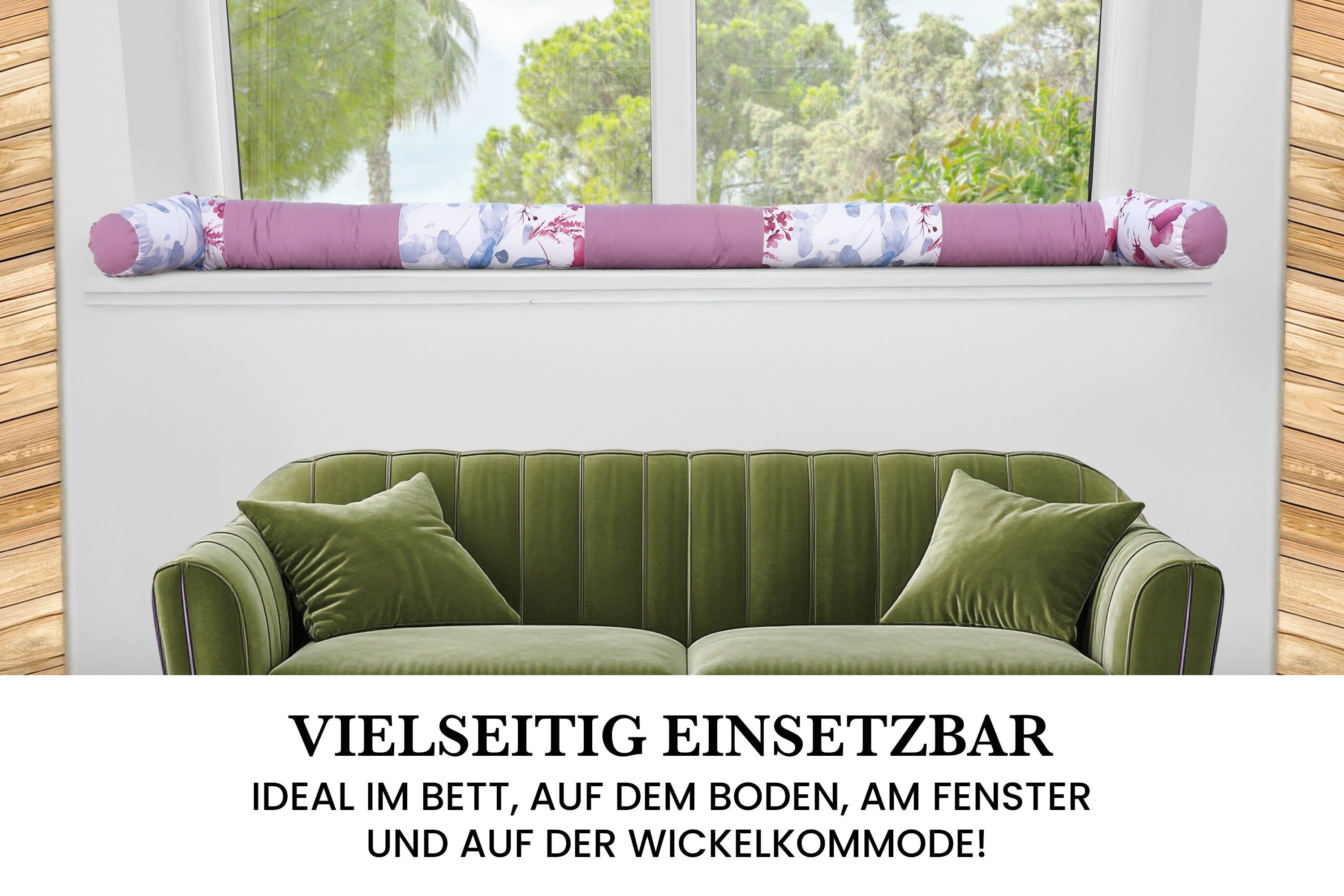 Amilian Nestchenschlange Bettschlange 210cm - Seitenschläferkissen - Nestschlangen, Nestchen - Bettumrandung als Kopfschutz - Kantenschutz für Babybett – Bild 5 von 5