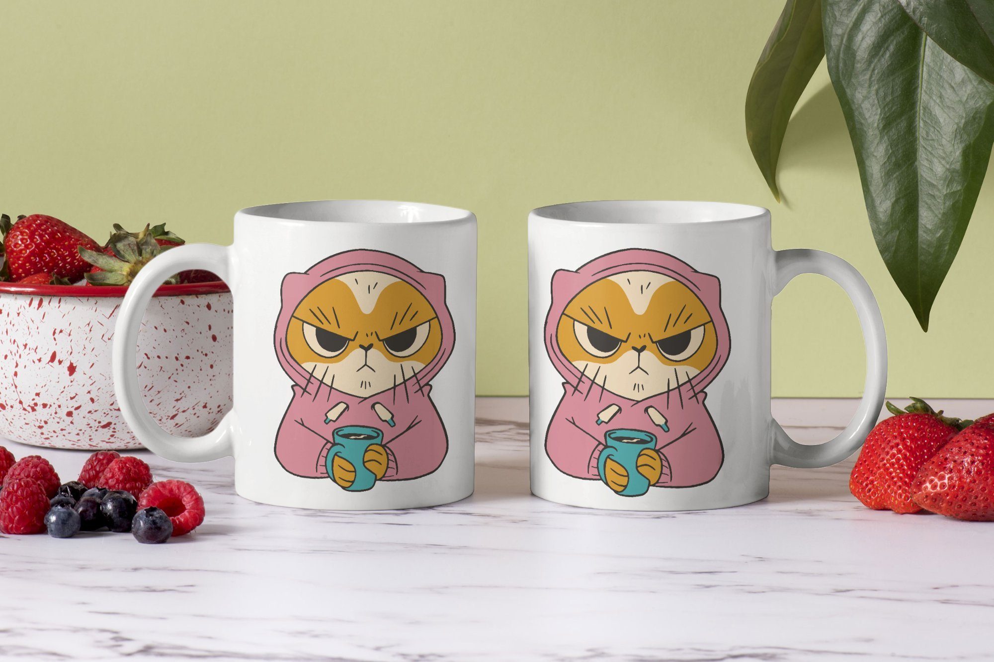 WS-Trend Tasse Angry Cat Katze Kaffeetasse Teetasse mit Henkel, Keramik, 330 ml