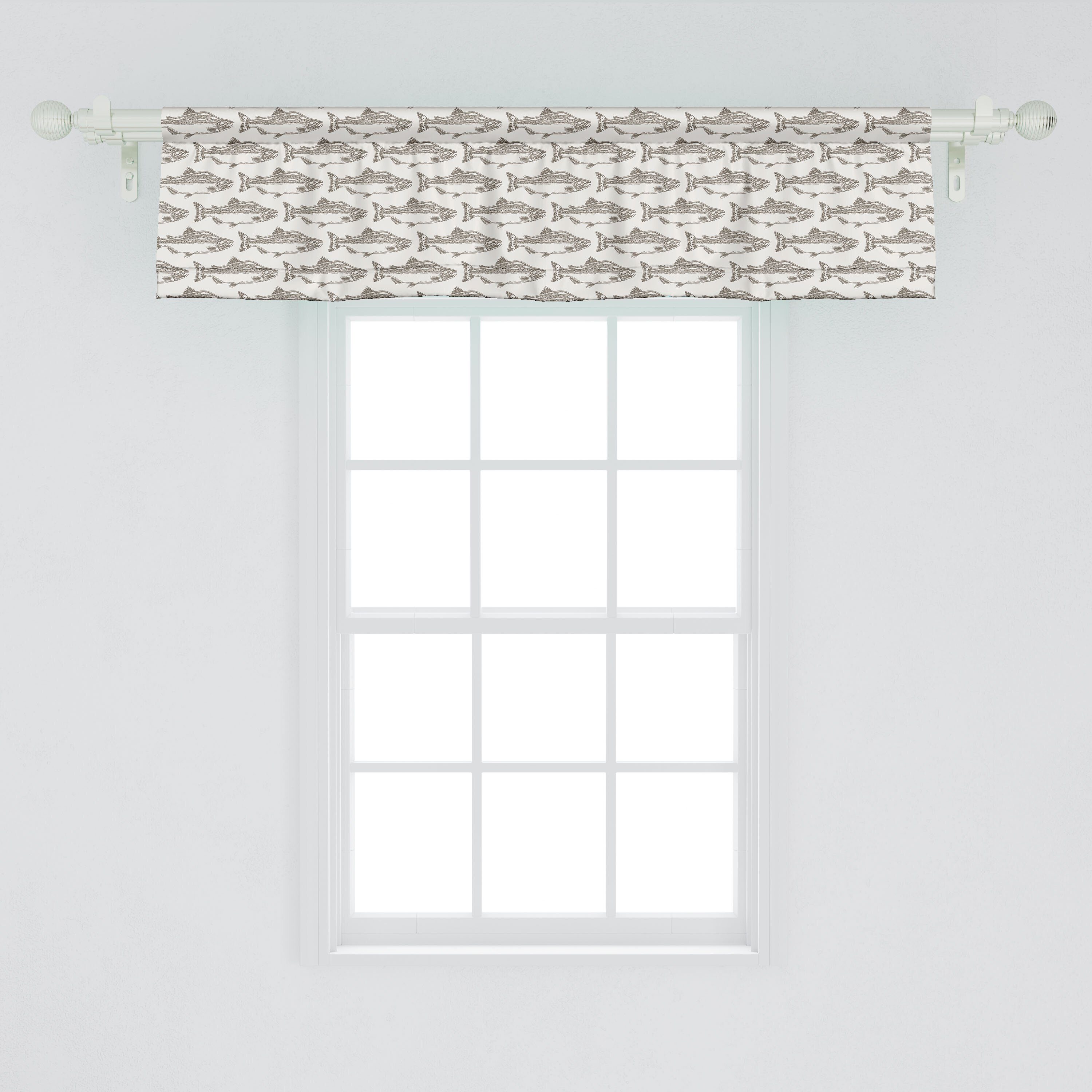 Lachs Microfaser, für mit Schlafzimmer Vorhang Abakuhaus, Bild Dekor Küche Volant Marine Stangentasche, Scheibengardine von Handzeichnung