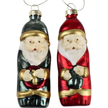 Werner Voß Christbaumschmuck Glas Santa Anhänger Grün Rot 10cm, 4 St.