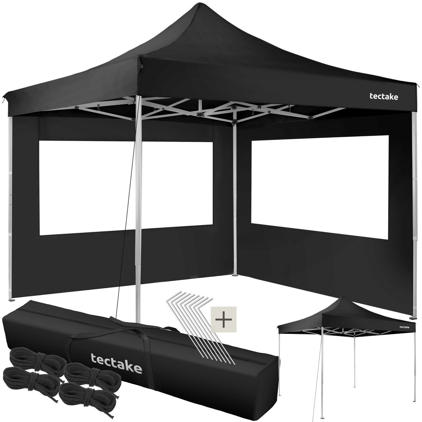 tectake Pavillon Aluminium Pavillon, mit 2 Seitenteilen, (300 x 300 x 310 cm, Komplettset), wasserdicht