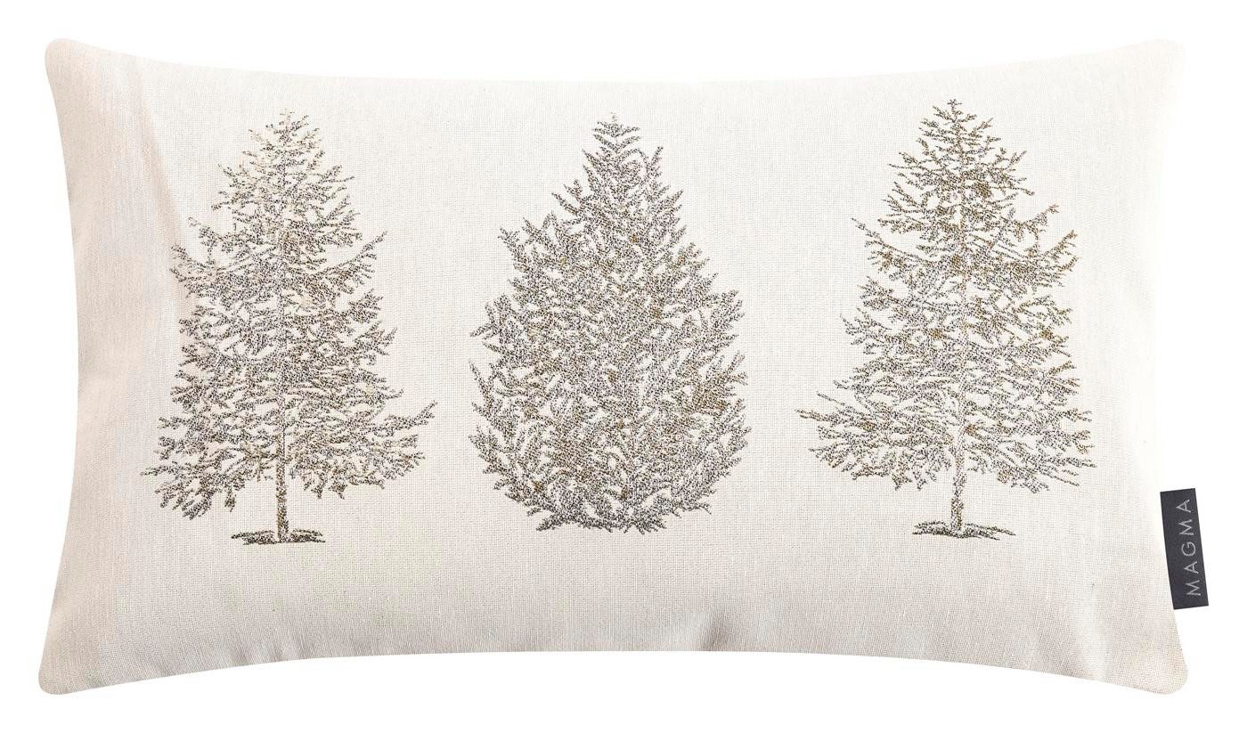 Magma Heimtex Kissenhülle Zierkissenhülle Lanzar ca. 30x50 cm, (1 Stück), Nadelbäume mit Goldeffekt Landhausstil Natur