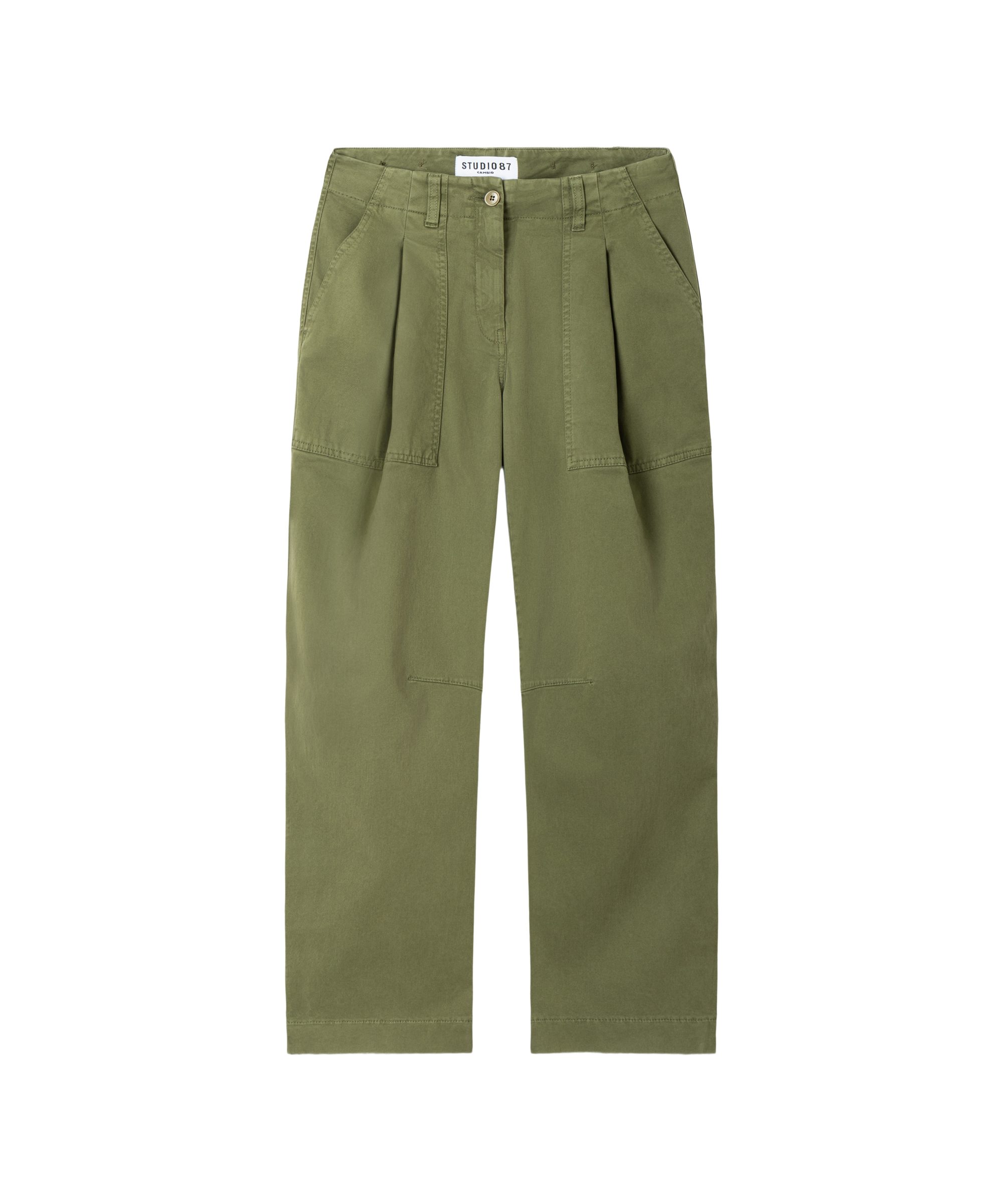 Cambio Stoffhose grün,Casual,Baumwolle,Unifarben,Barrel Fit,Mittel