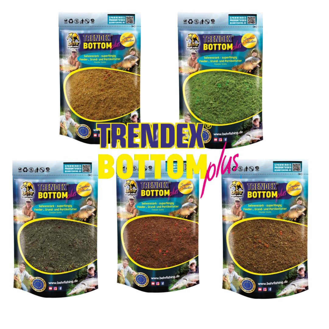 Behr Feederkorb Trendex Grundfutter Groundbait in 5 Sorten 1kg oder 5kg Angeln Feeder, (5 Geschmacksrichtungen, 1kg oder 5kg erhältlich), Abgestimmt auf das Fressverhalten heimischer Fische