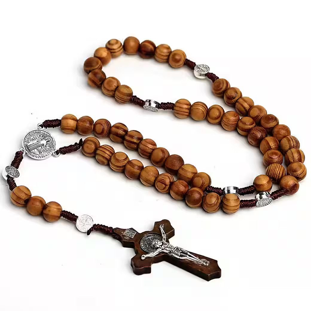 Ware aus aller Welt Kreuzkette Rosenkranz aus Holz mit Kreuz – 44 cm Gebetskette (1-tlg)