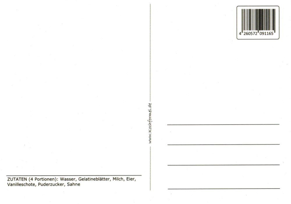 Postkarte Rezept- "Bayrische Küche: Bayrisch Creme"