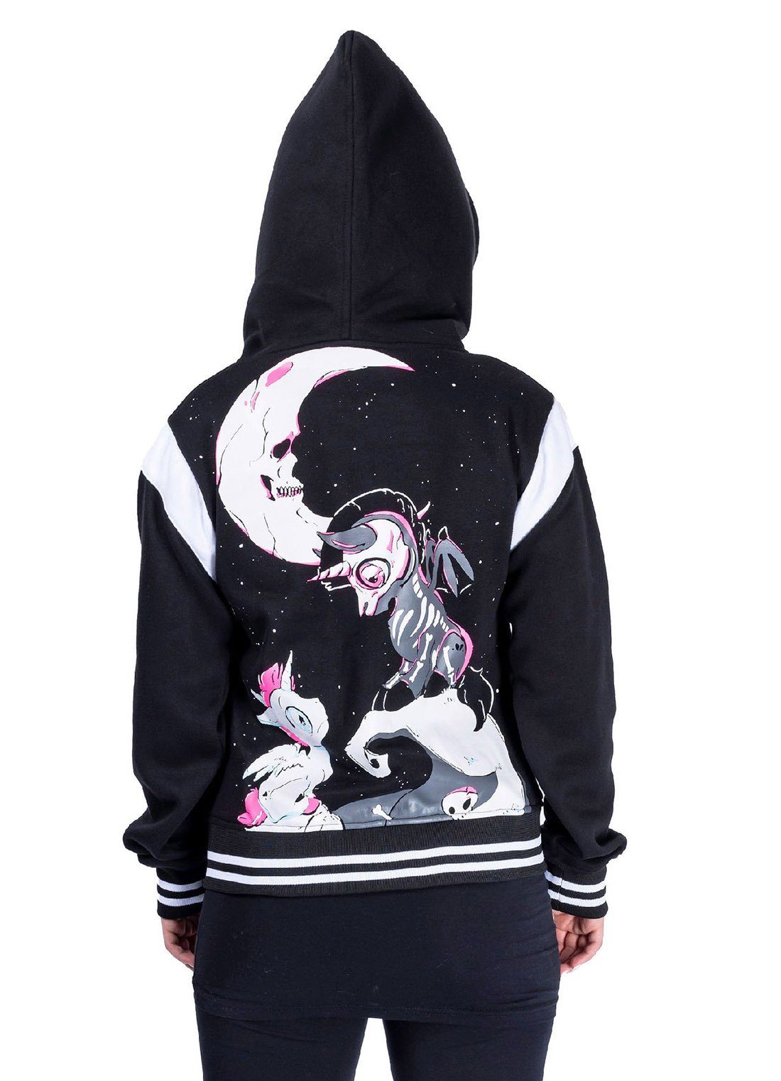 Cupcake Cult Kapuzensweatshirt Kapuzenjacke Under The Moon Gothic College Varsity Jacke