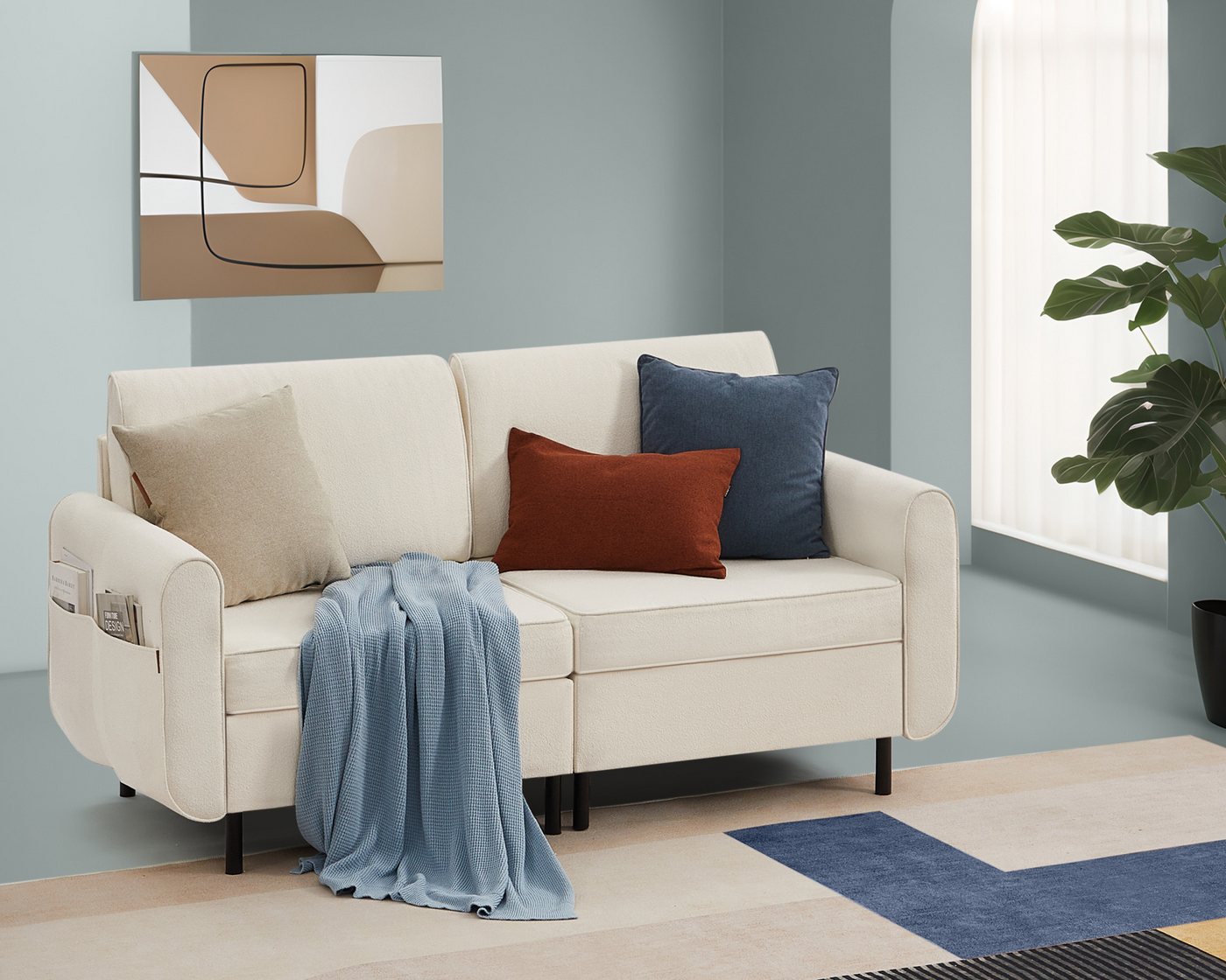 SONGMICS HOME 3-Sitzer, 2 Teile, Modulares Sofa, 2-Sitzer, Schlafsofa, L-fö günstig online kaufen