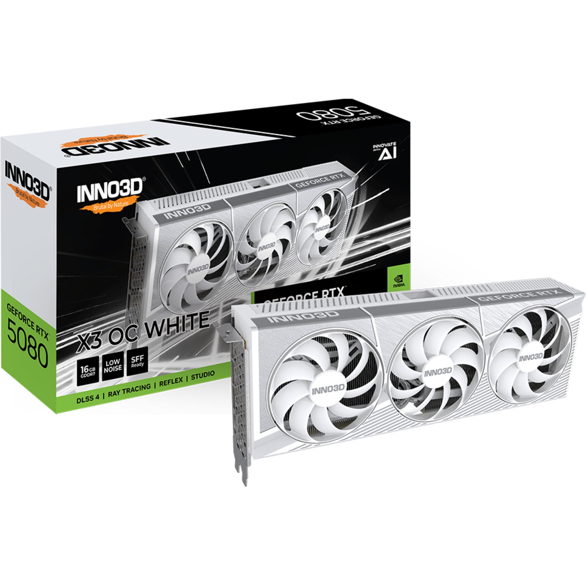 Inno3D INNO3D GeForce RTX 5080 X3 OC WHITE, Grafikkarte, (DLSS 5, 3x Grafikkarte (16 GB, DLSS 5, 3x DisplayPort, 1x HDMI 2.1)