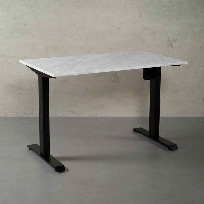 MAGNA Atelier Schreibtisch PALO ALTO mit Marmor Tischplatte, Home Office, nachhaltig, höhenverstellbar, Naturstein, 140x70x70-115cm