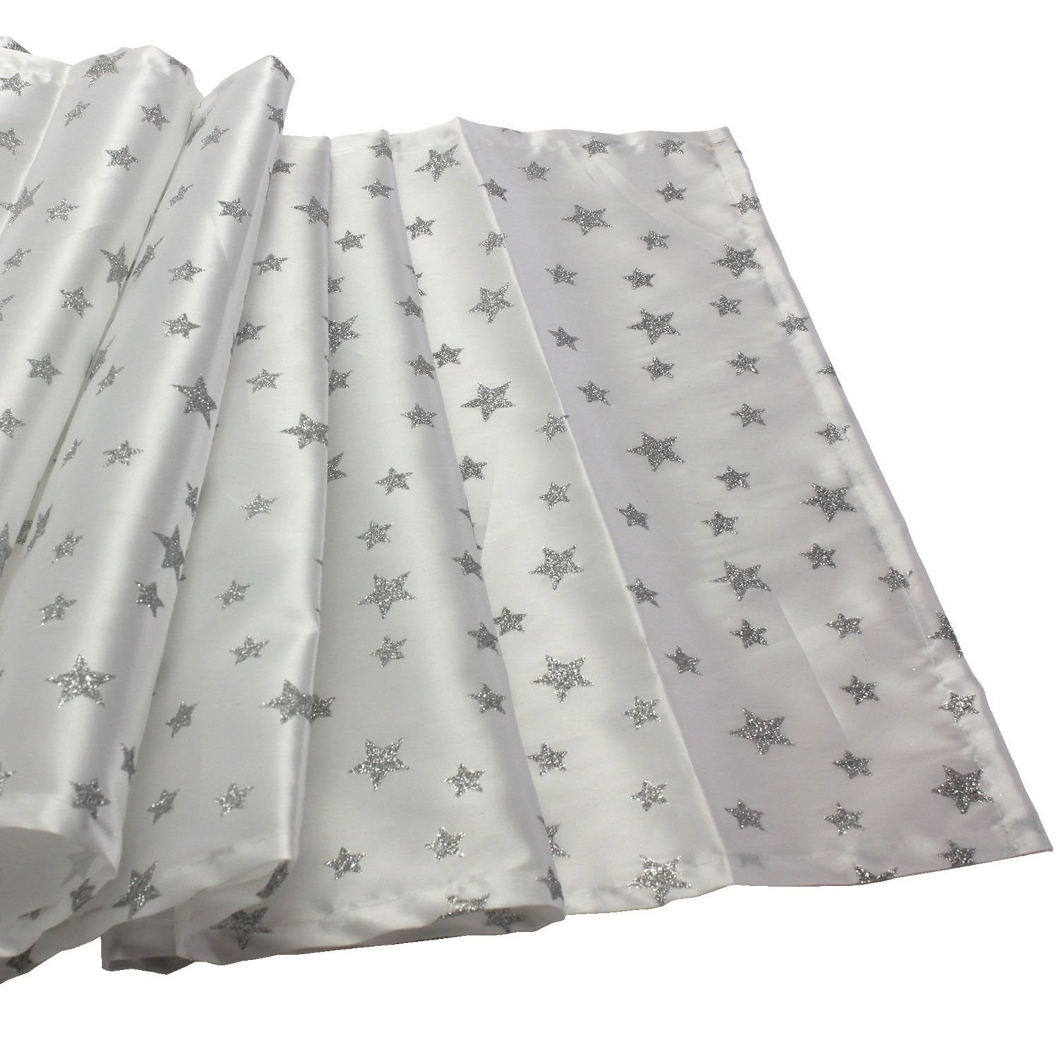 Werner Voß Läufer Läufer Silverstar, weiß-silber 40x180cm, Satin, 100% PES
