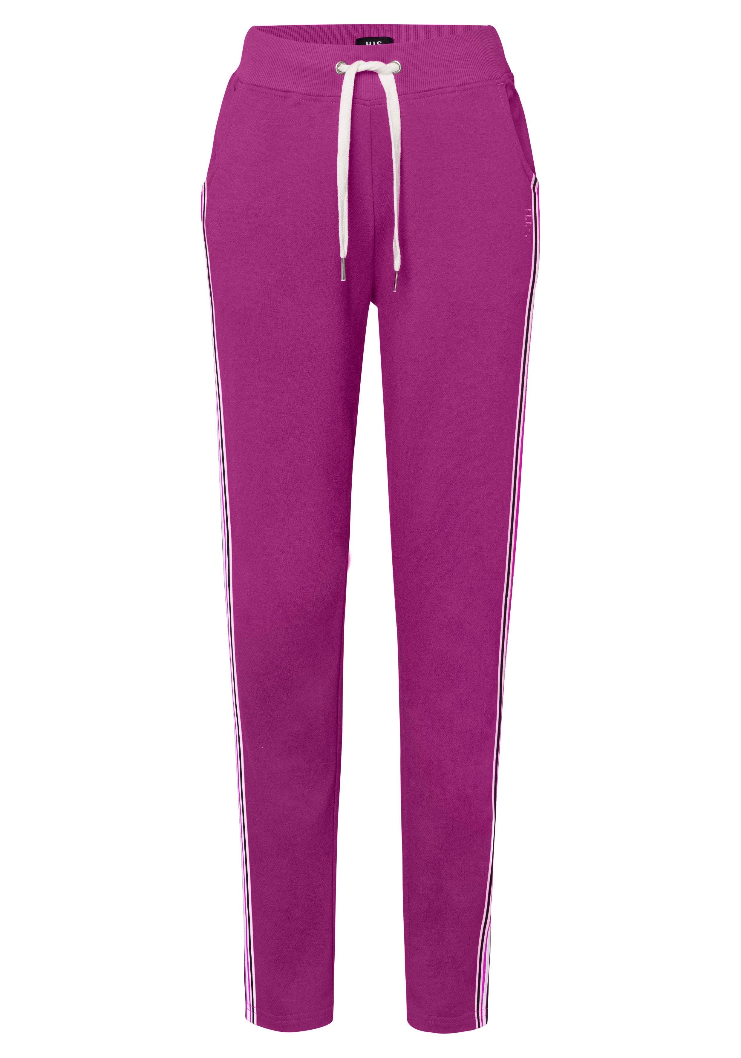 Loungeanzug seitlichen -Loungehose mit beere und Eingrifftaschen, Streifen Homewearhose H.I.S