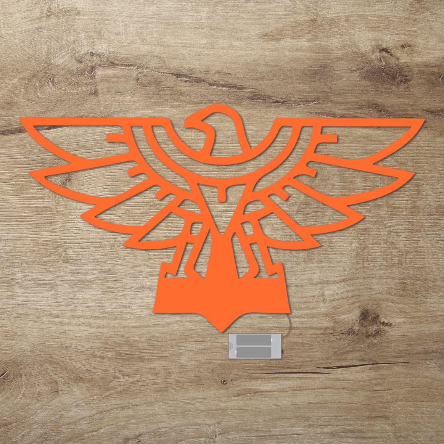 Namofactur LED Dekolicht Adler Vogel Holz Wand Deko, LED fest integriert, Warmweiß Orange
