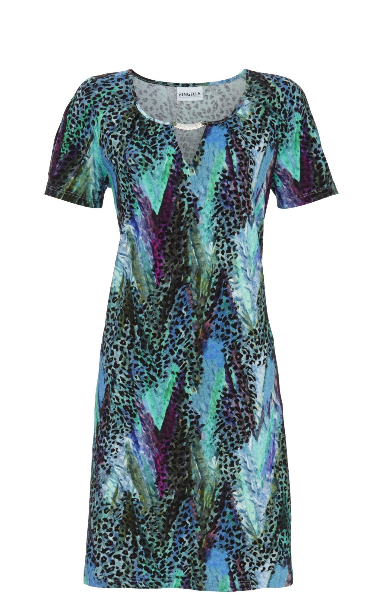 Ringella Sommerkleid Jerseykleid mit Abstraktdessin und Zierelement Leoprin günstig online kaufen