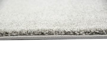 Teppich Wohnzimmer Teppich modern Kurzflor mit Uni Design in Silber, Teppich-Traum, rechteckig, Höhe: 17 mm