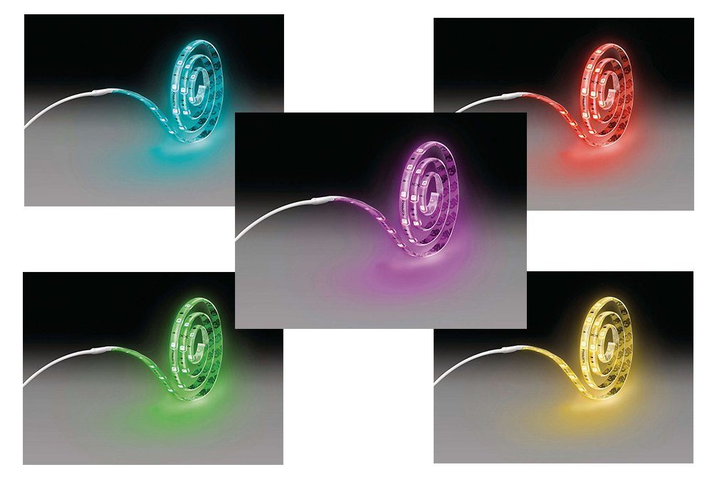 Philips Lighting LED Lichtleiste Philips LED Lichtstreifen 1 meter 6W weiss & bunt, LED fest integriert, Farbwechsler