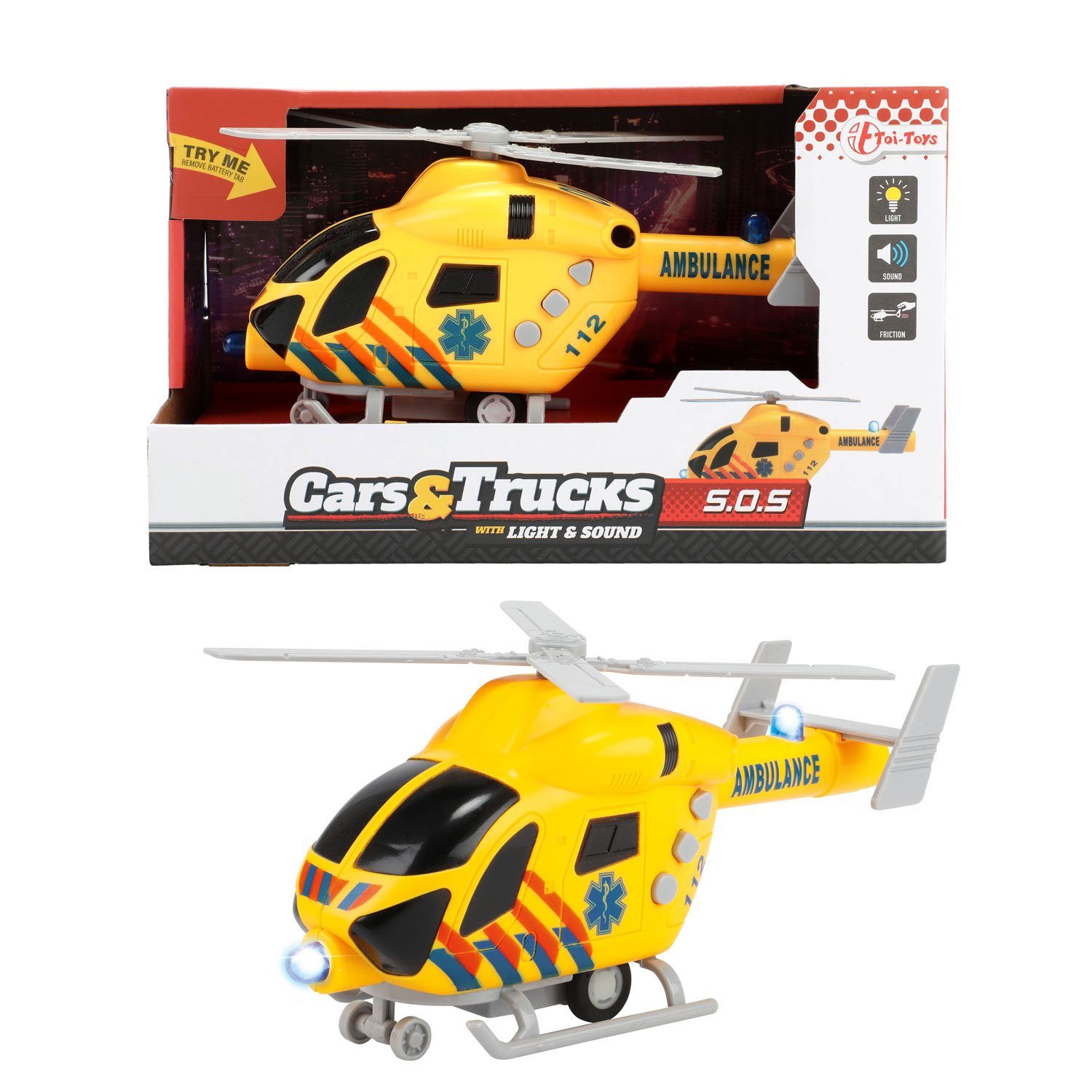 Toi-Toys Spielzeug-Hubschrauber Rettungshubschrauber Feuerwehr mit Licht und Ton